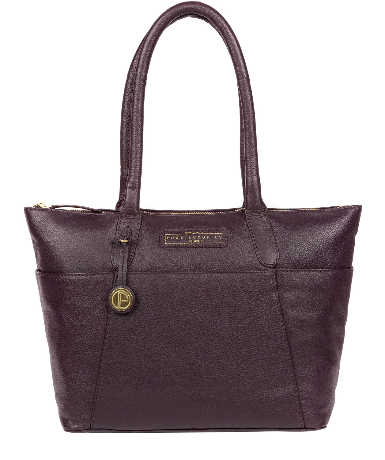 'Holne' Plum Leather Tote Bag