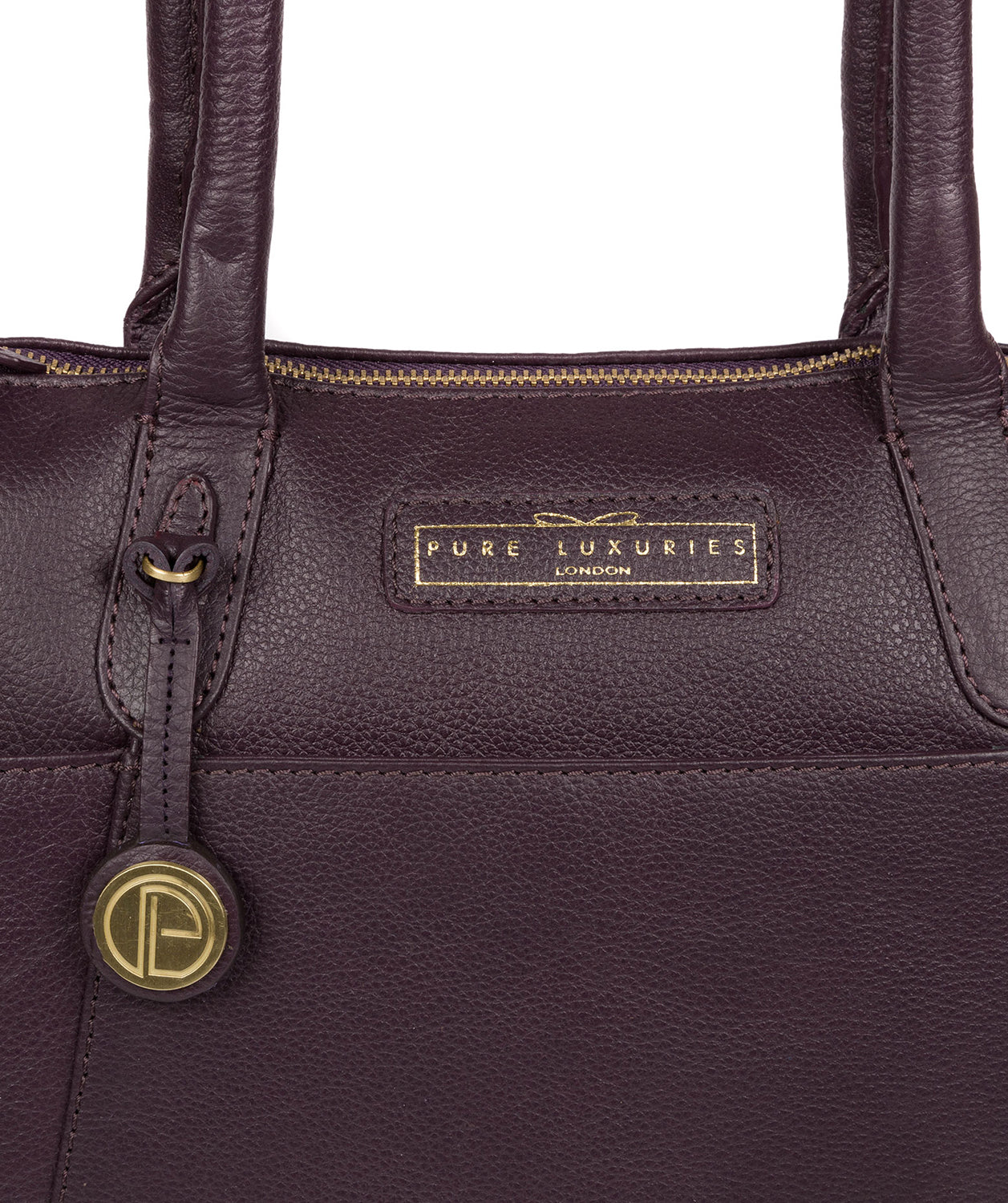 'Holne' Plum Leather Tote Bag