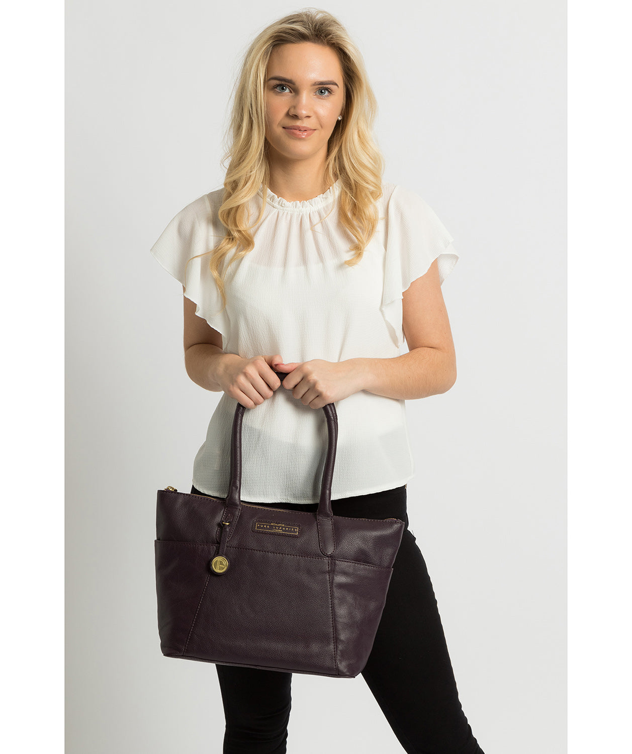 'Holne' Plum Leather Tote Bag