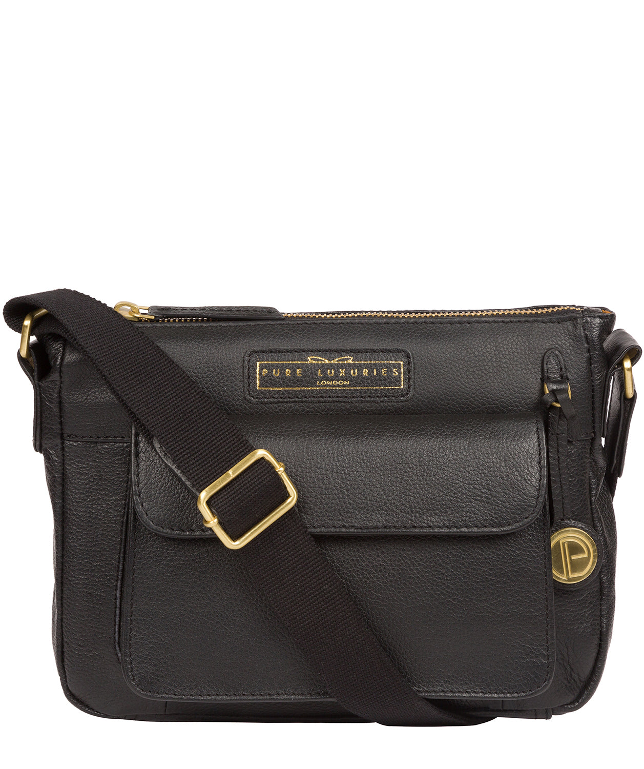 'Colton' Black & Gold Leather Cross Body Bag image 1