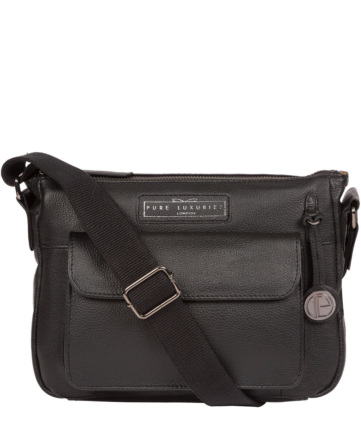 'Colton' Black & Silver Leather Cross Body Bag Pure Luxuries London