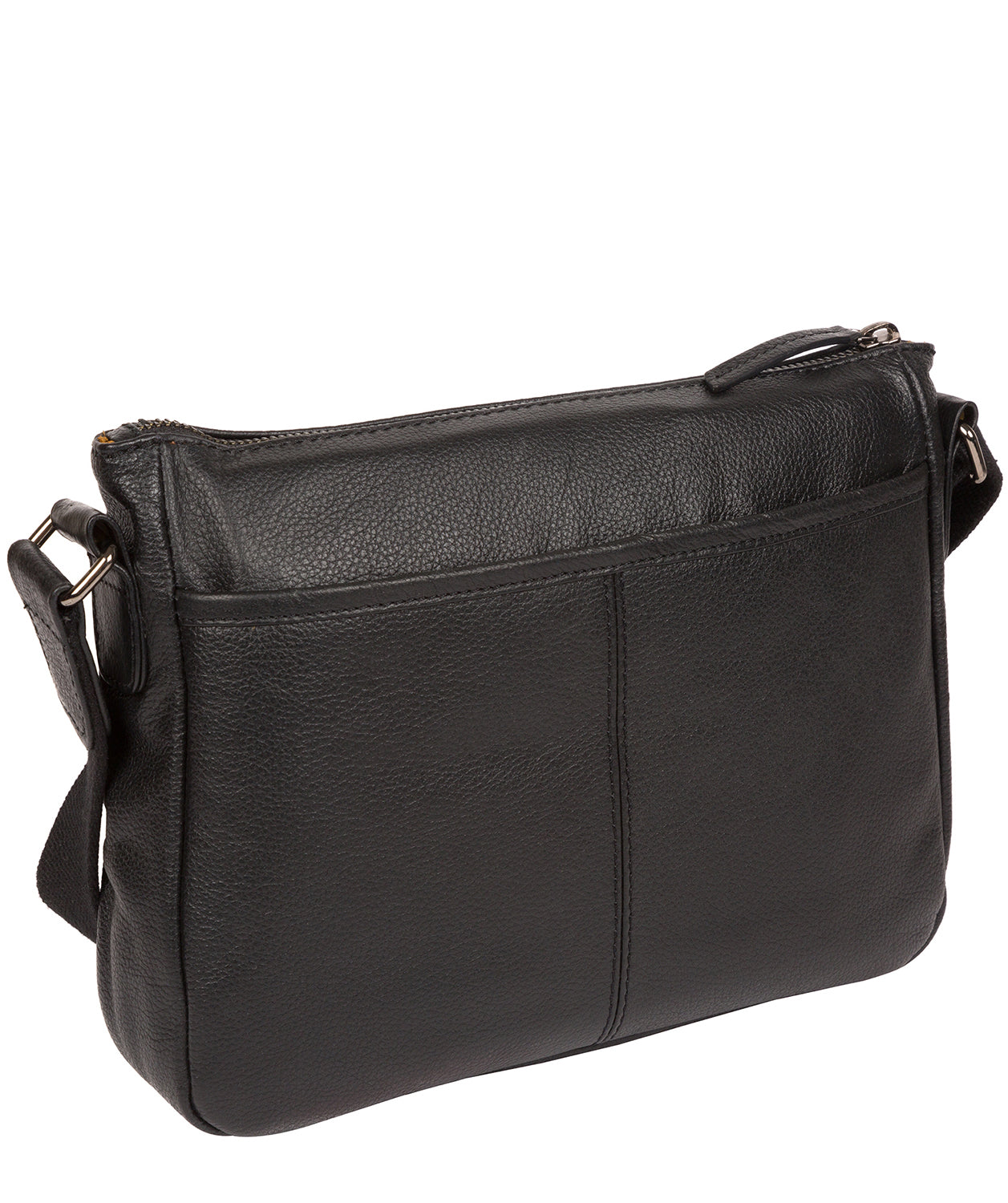 'Colton' Black & Silver Leather Cross Body Bag Pure Luxuries London