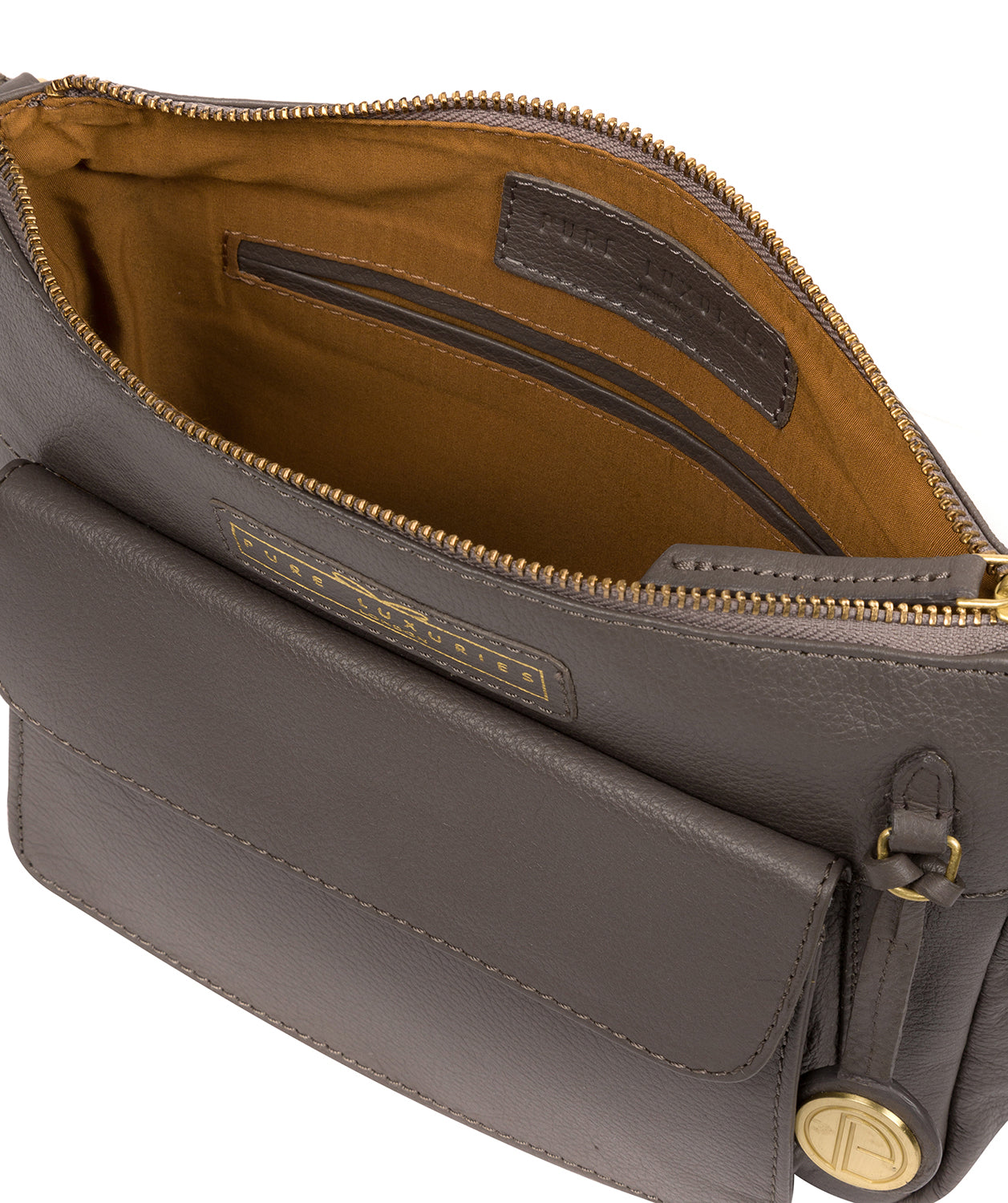 'Colton' Grey Leather Cross Body Bag Pure Luxuries London