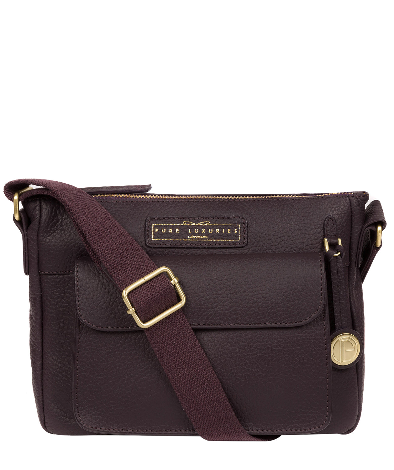 'Colton' Plum Leather Cross Body Bag image 1