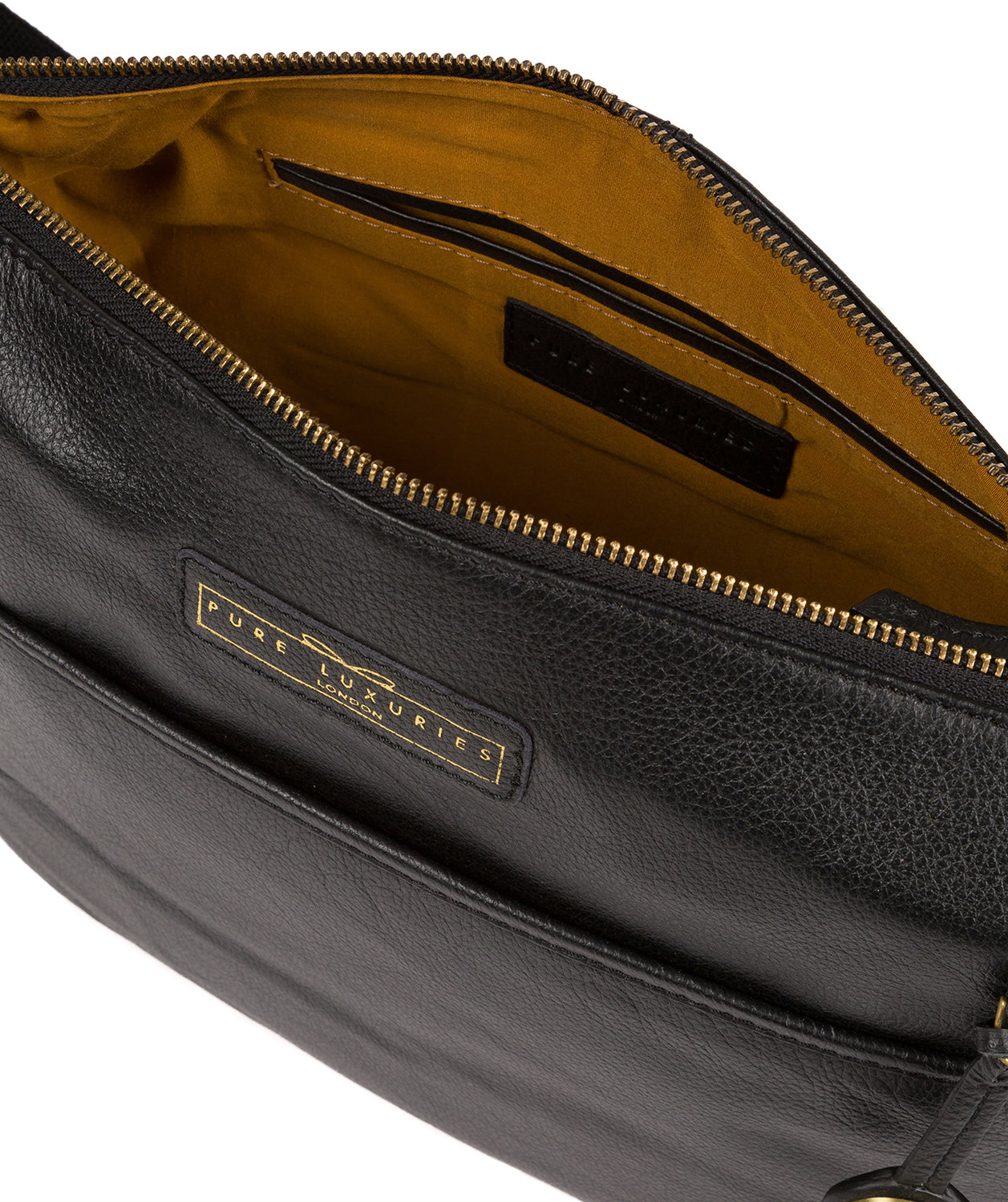 'Hove' Black & Gold Leather Shoulder Bag image 4