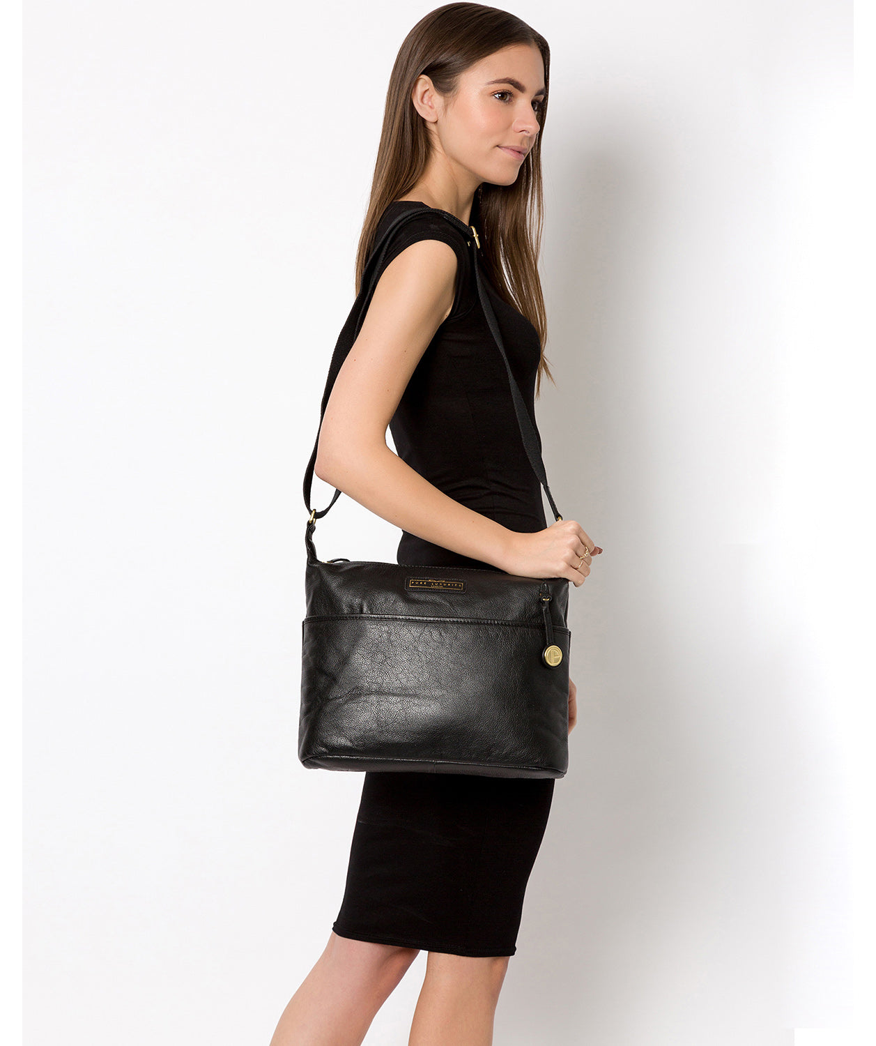 'Hove' Black & Gold Leather Shoulder Bag image 2