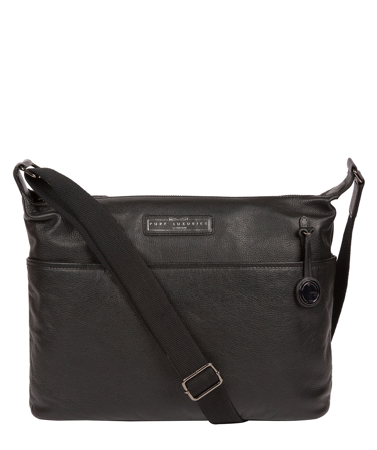 'Hove' Black & Silver Leather Shoulder Bag Pure Luxuries London