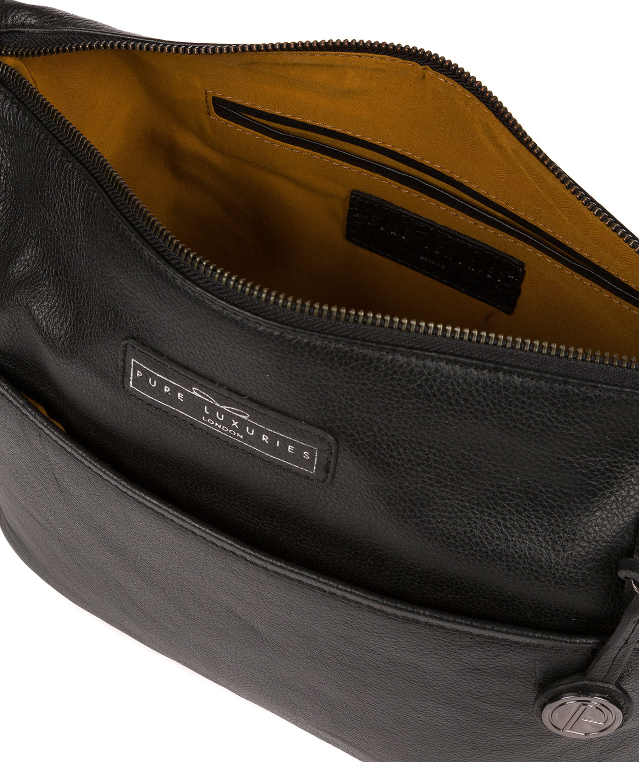 'Hove' Black & Silver Leather Shoulder Bag Pure Luxuries London