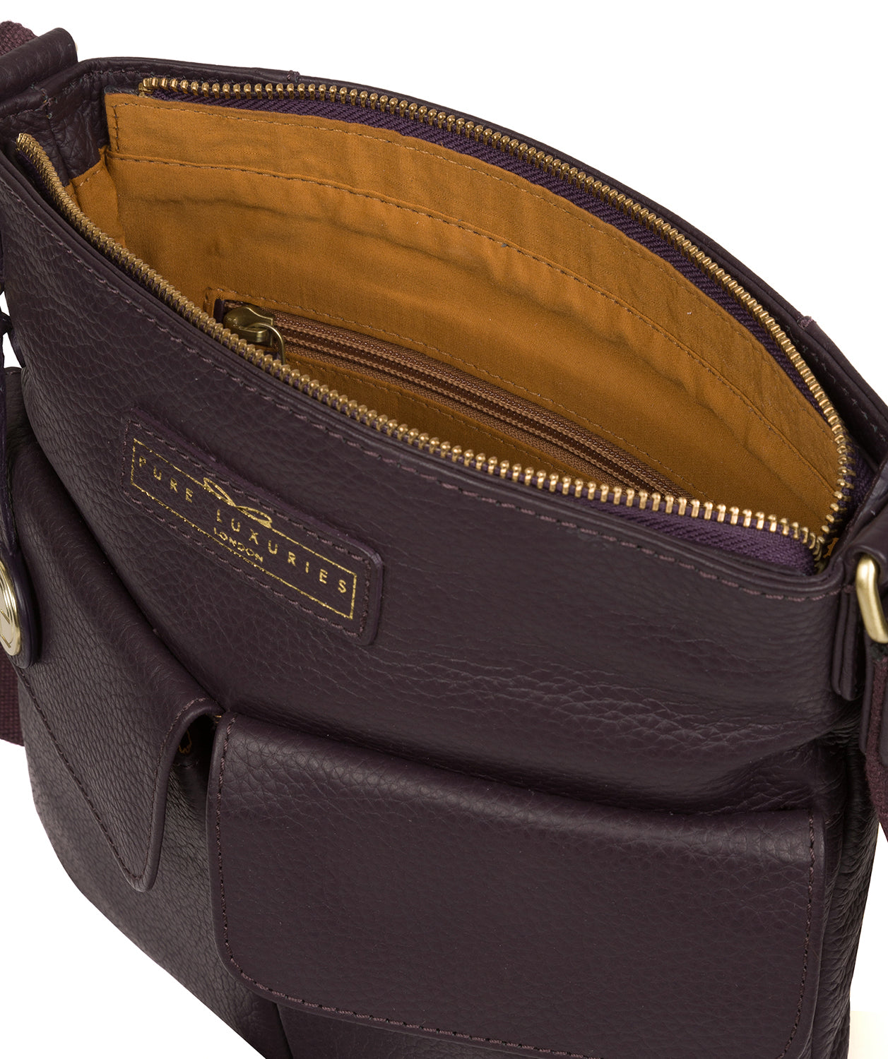 'Barnwell' Plum Leather Cross Body Bag image 4