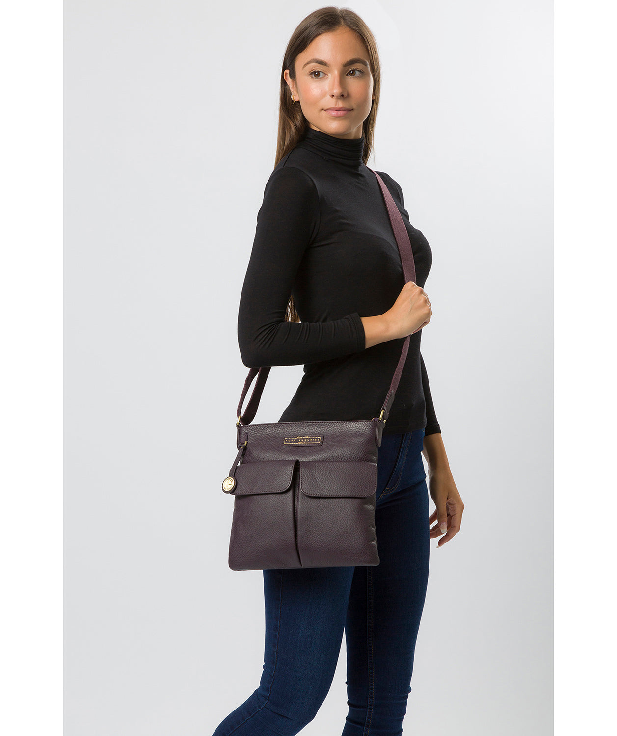 'Barnwell' Plum Leather Cross Body Bag image 2