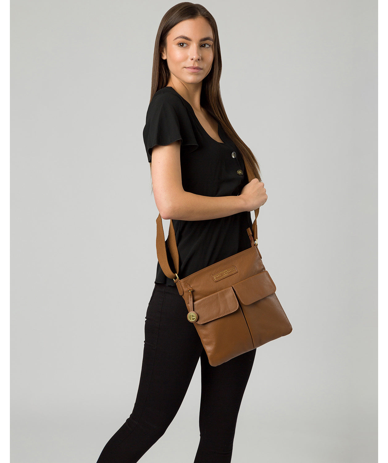 'Barnwell' Tan Leather Cross Body Bag image 2