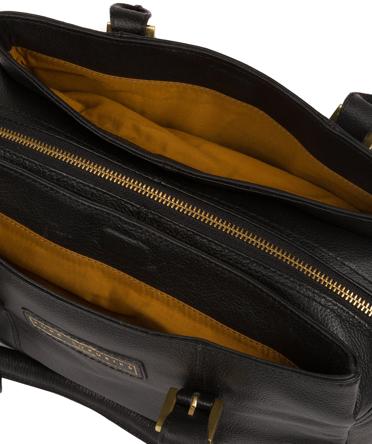 'Avebury' Black & Gold Leather Handbag Pure Luxuries London