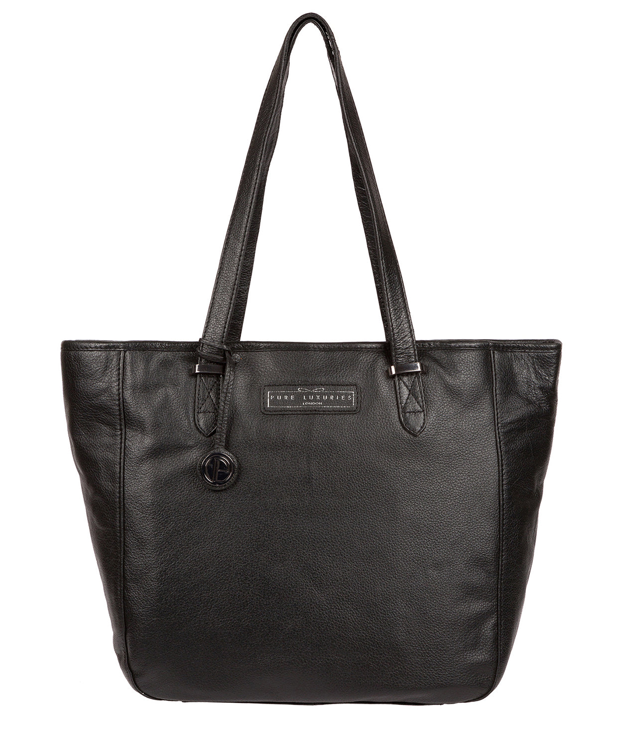 'Spalding' Black & Silver Leather Tote Bag image 1