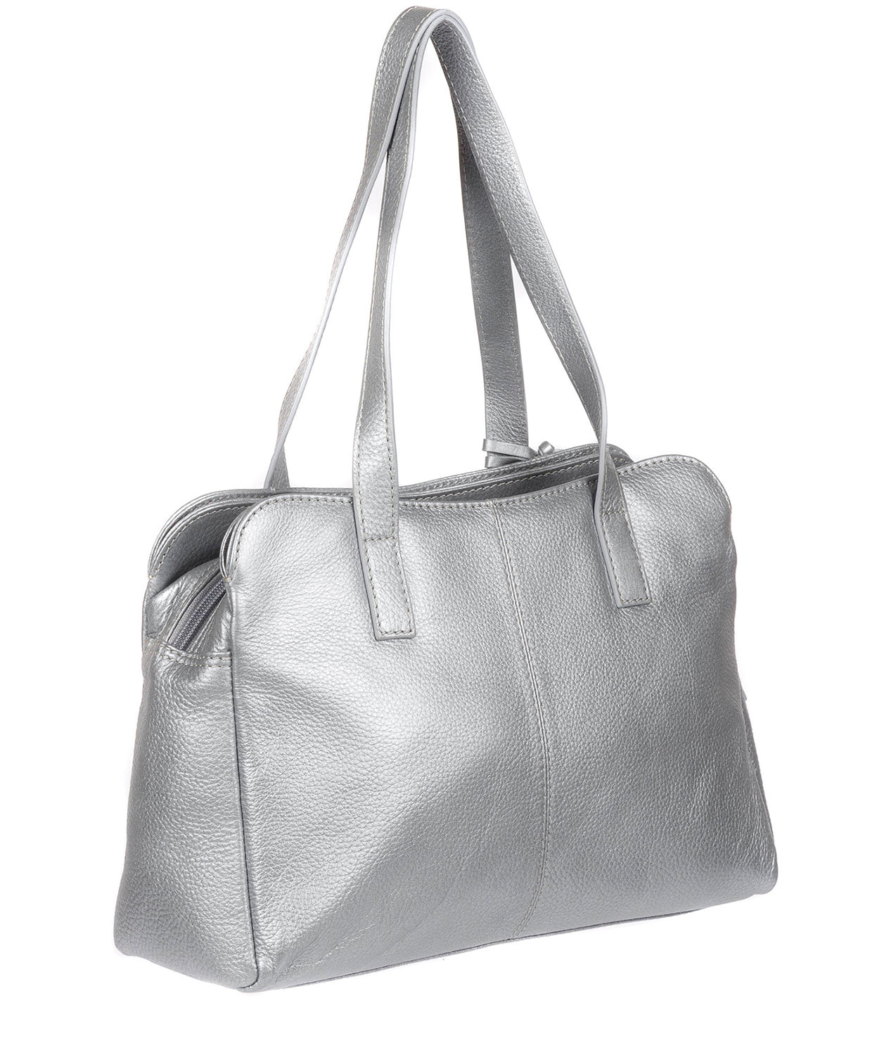 'Henna' Metallic Silver Leather Handbag Pure Luxuries London