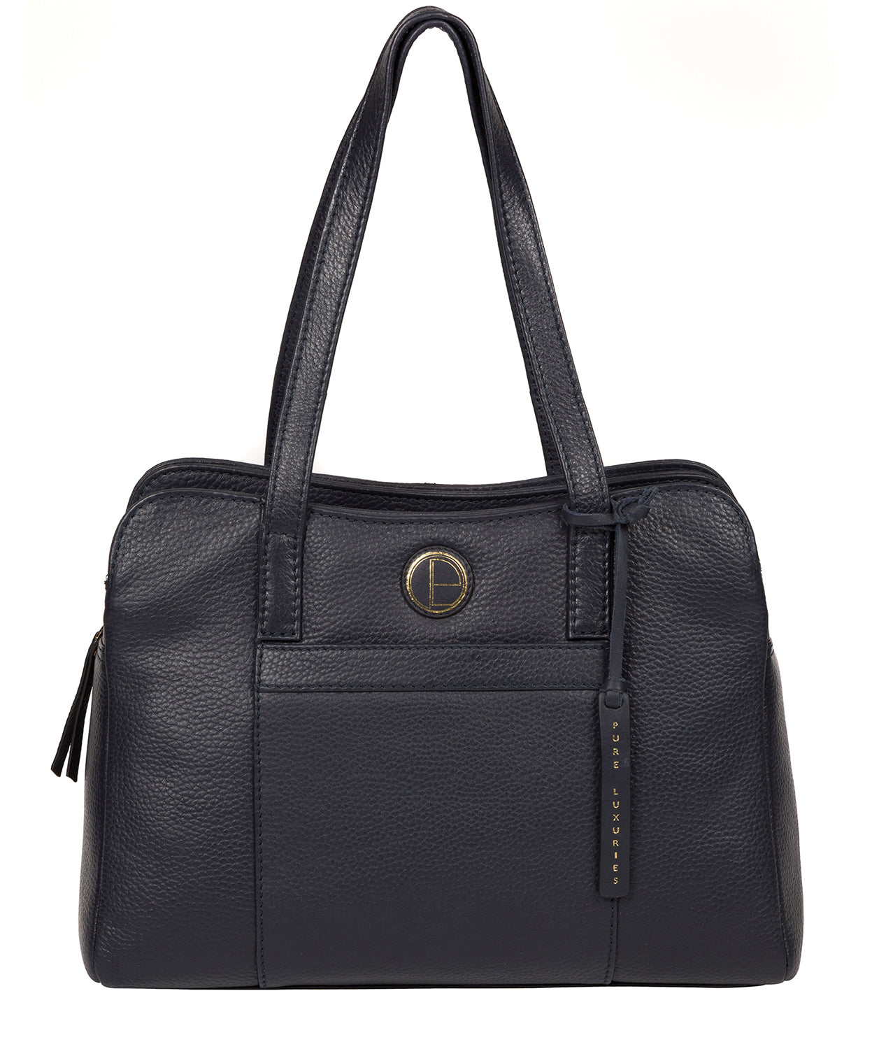 'Henna' Navy Leather Handbag Pure Luxuries London