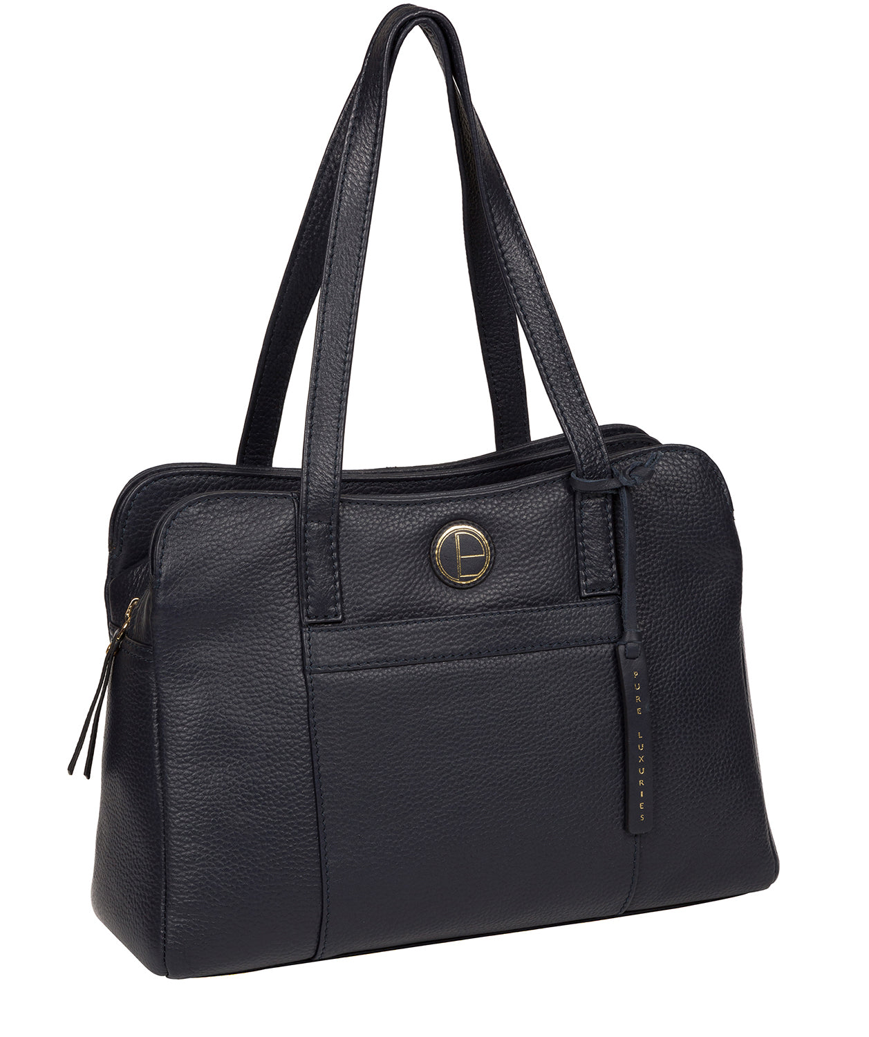 'Henna' Navy Leather Handbag Pure Luxuries London