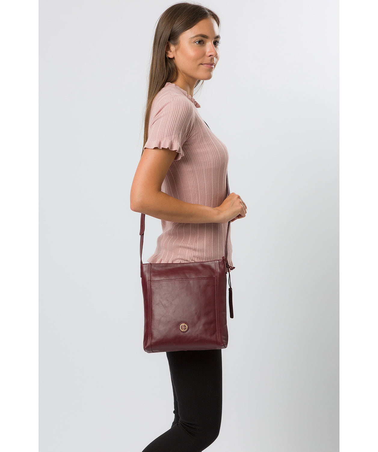 'Plumpton' Burgundy Leather Cross Body Bag image 7