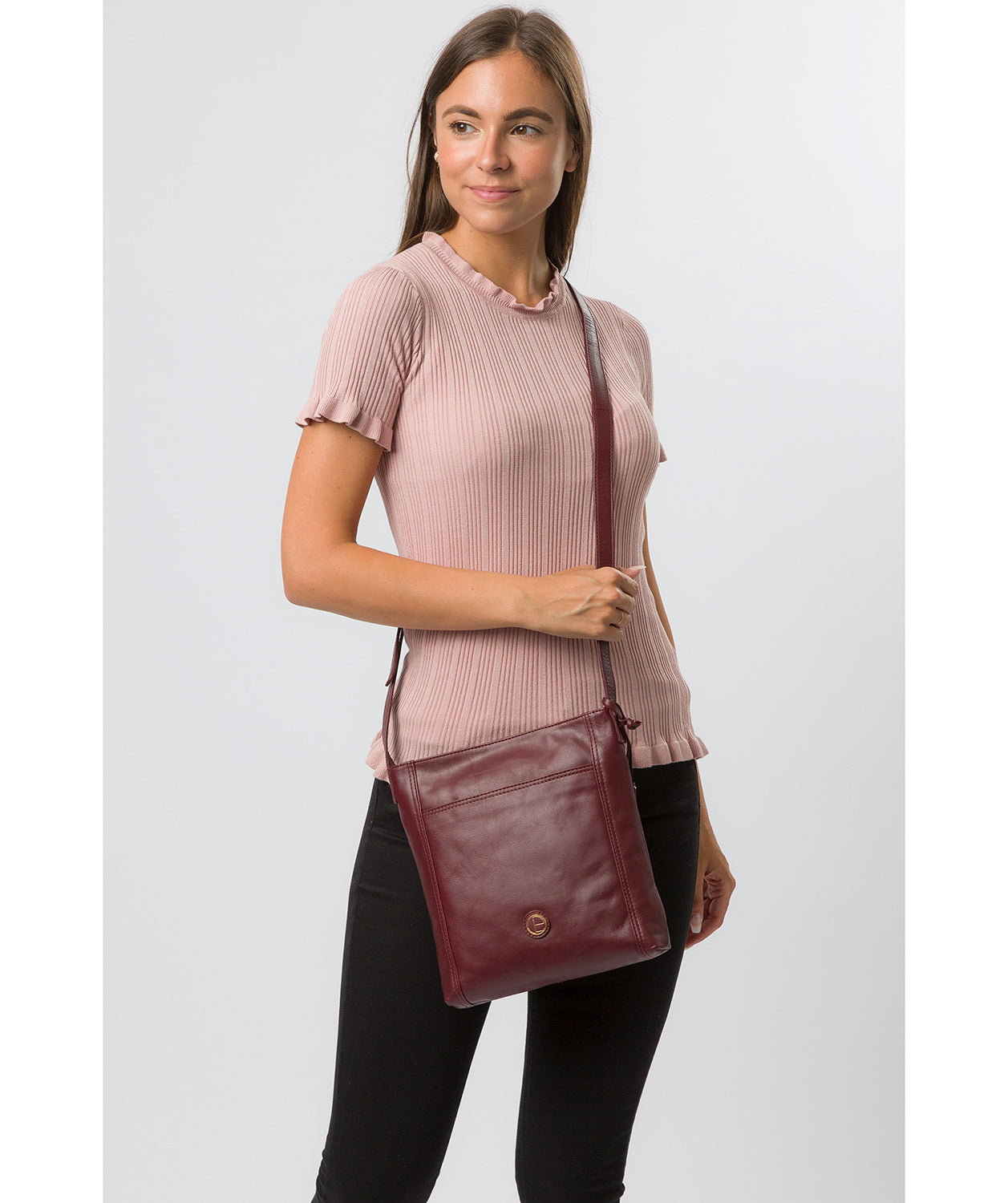 'Plumpton' Burgundy Leather Cross Body Bag image 2