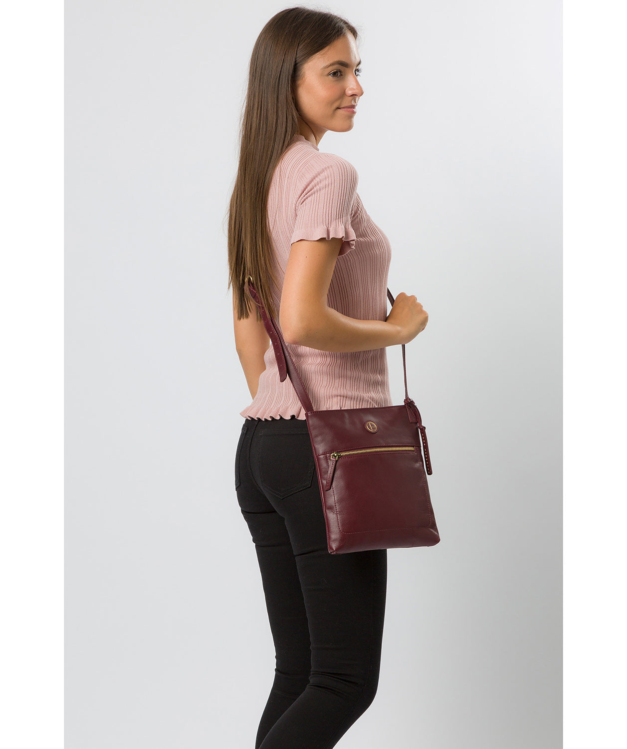 'Knook' Burgundy Leather Cross Body Bag image 2