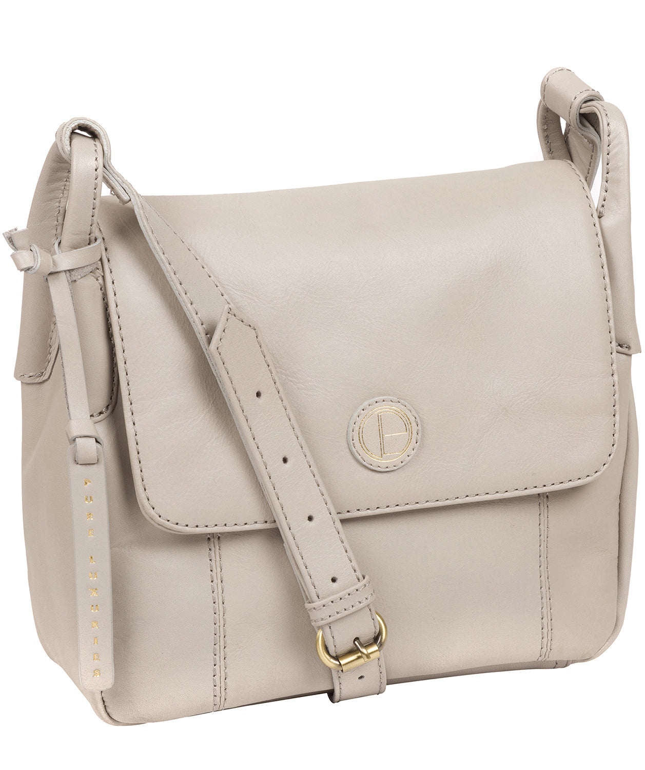 'Houghton' Dove Grey Leather Cross Body Bag Pure Luxuries London