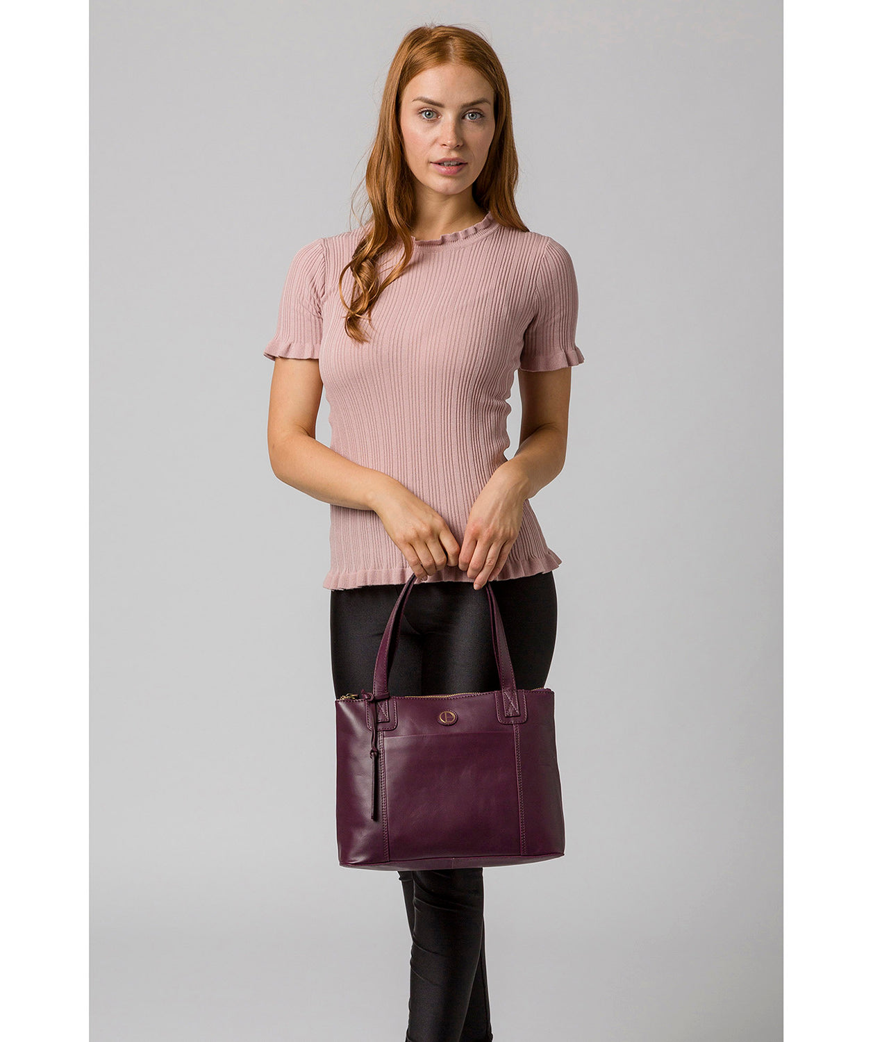 'Newark' Blackberry Leather Handbag Pure Luxuries London