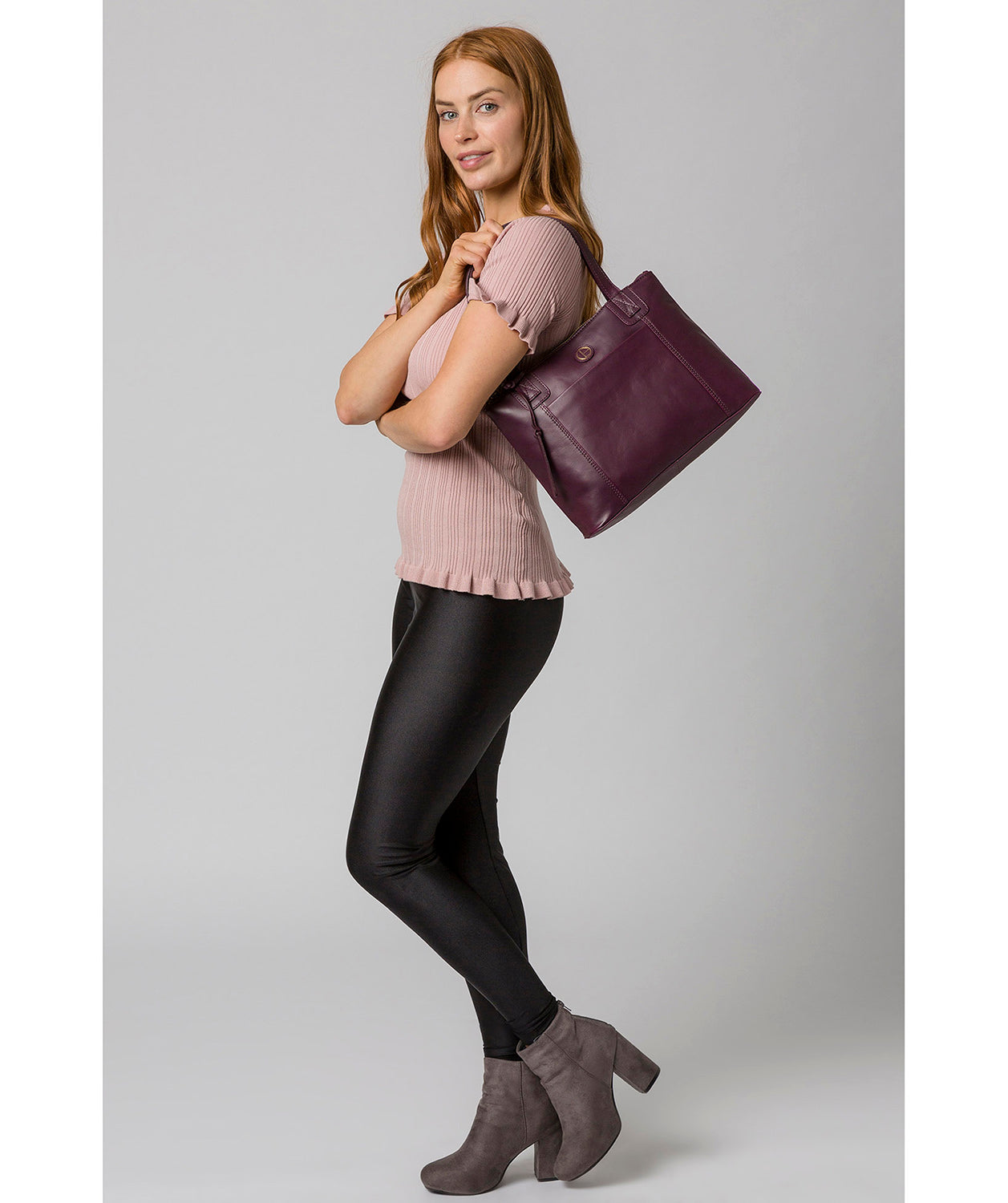 'Newark' Blackberry Leather Handbag Pure Luxuries London