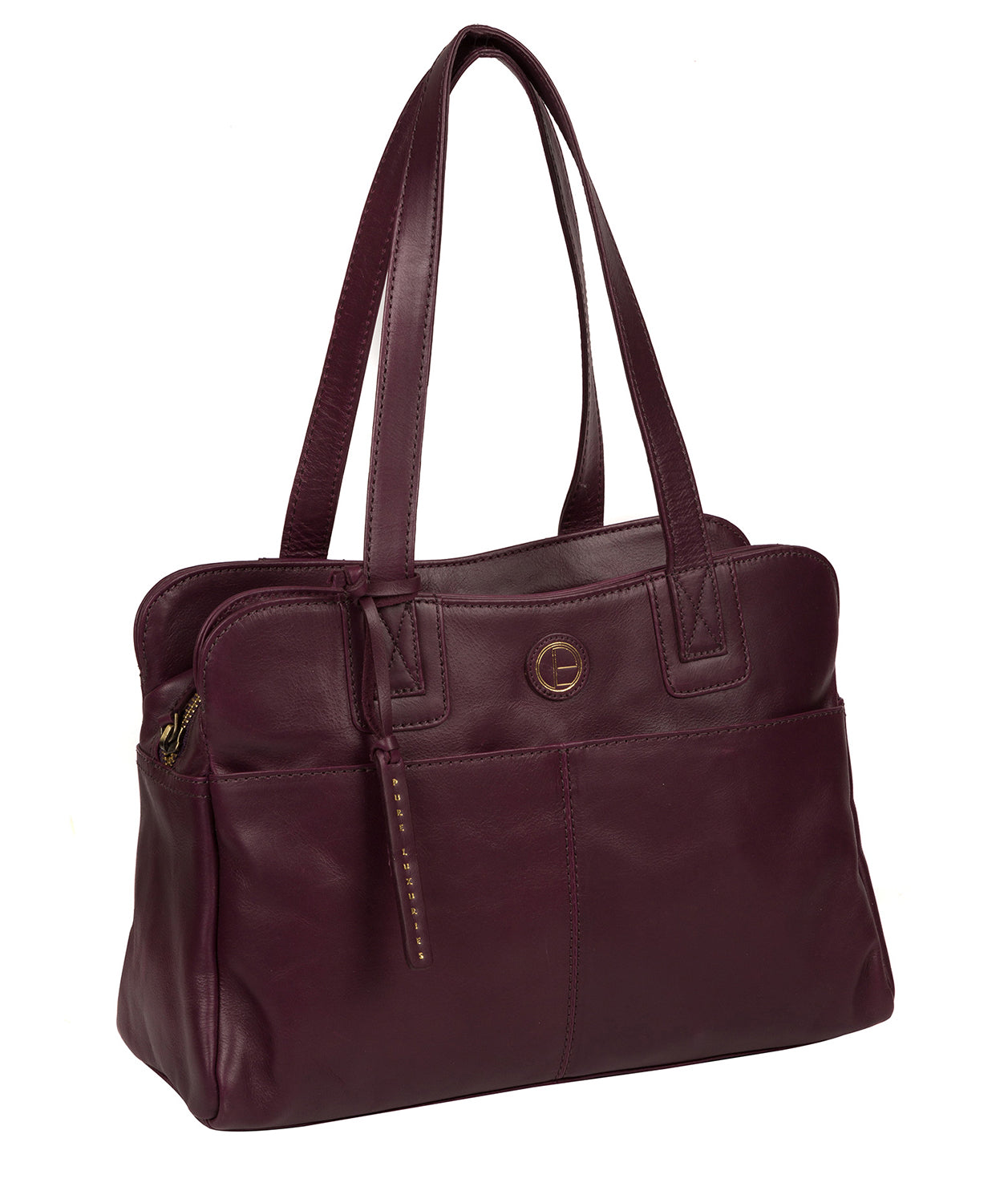 'Beacon' Blackberry Leather Handbag Pure Luxuries London