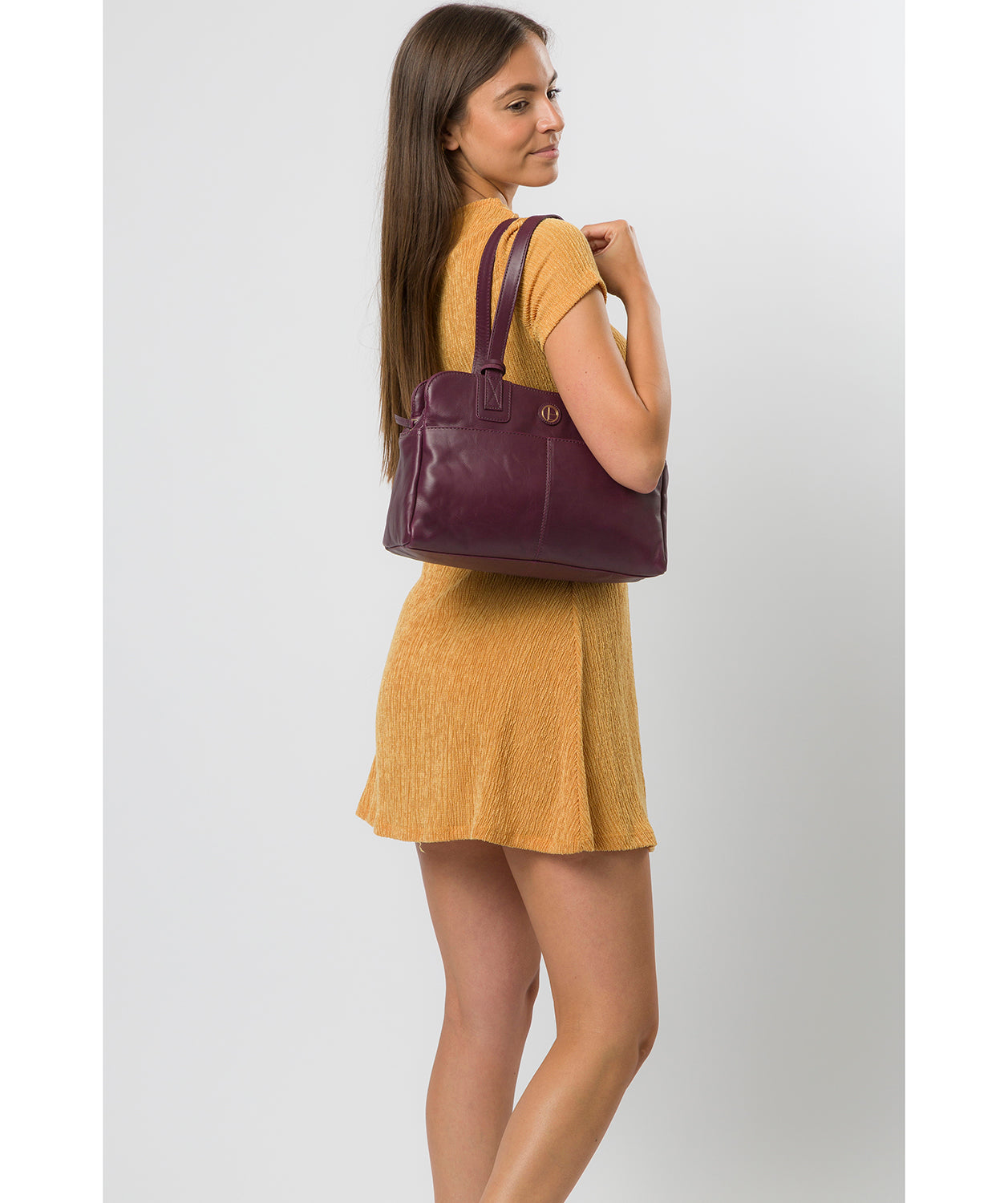 'Beacon' Blackberry Leather Handbag