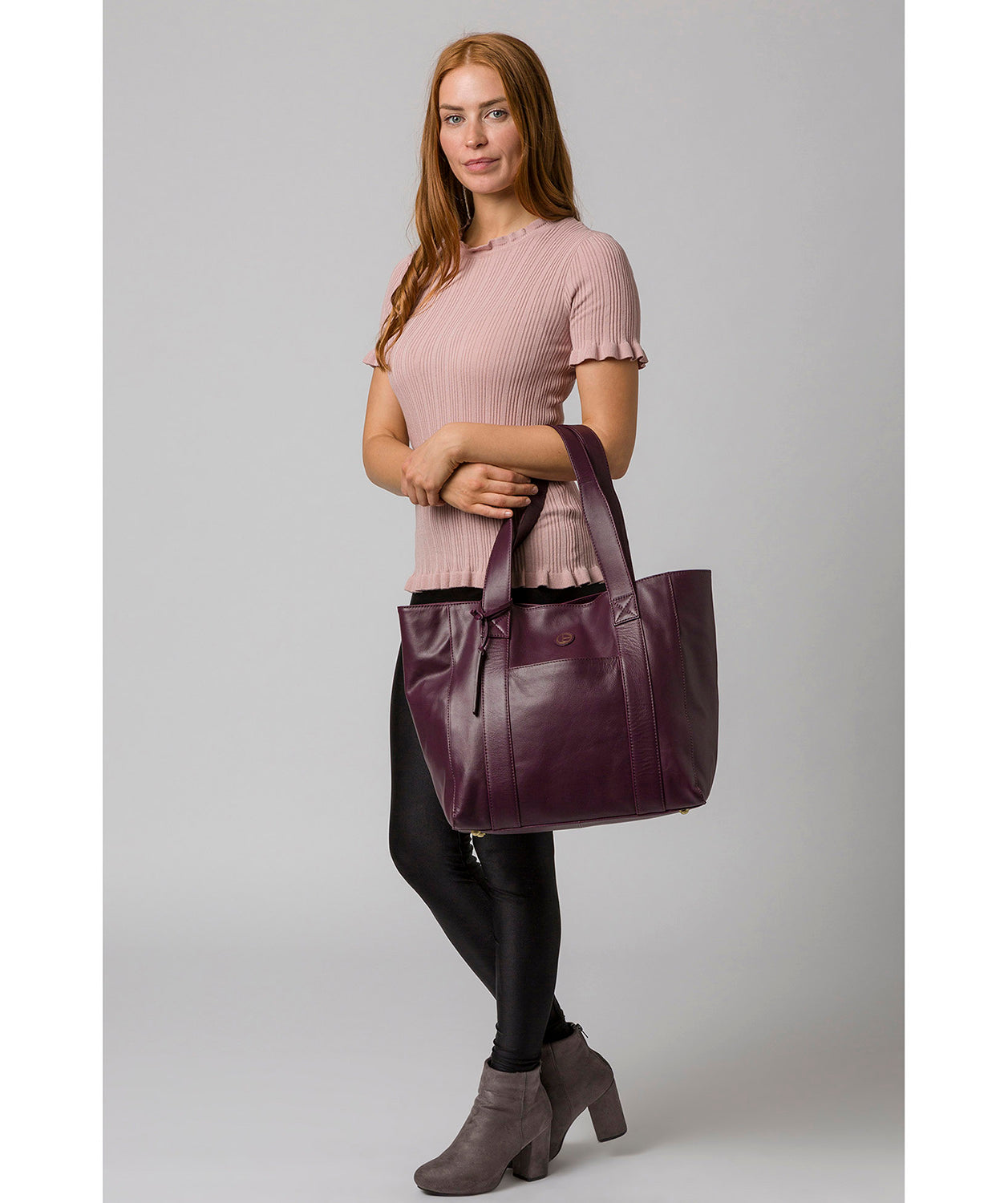 'Cranbrook' Blackberry Leather Tote Bag image 2