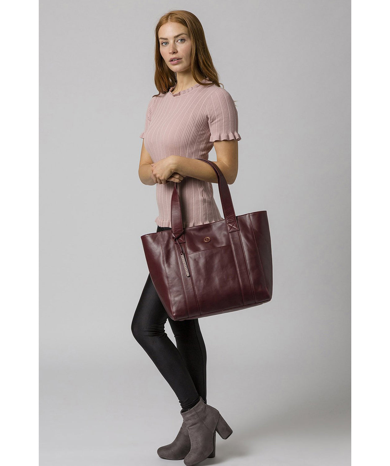 'Cranbrook' Burgundy Leather Tote Bag