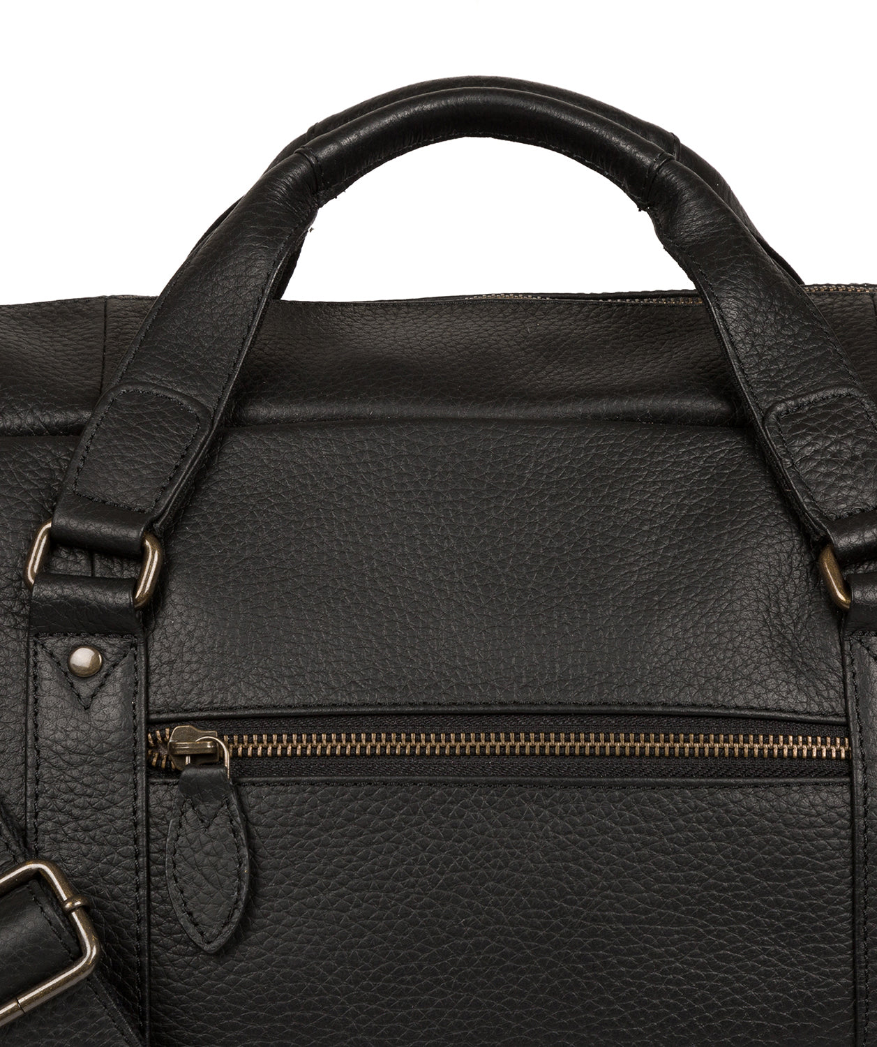 'Drake' Black Leather Holdall image 6