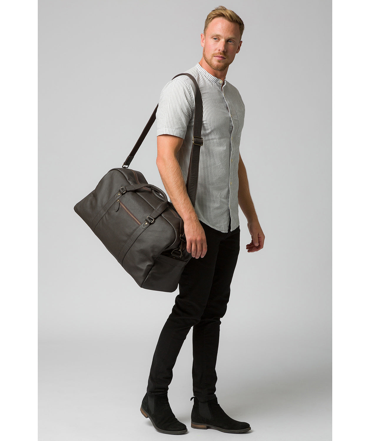 'Drake' Brown Leather Holdall