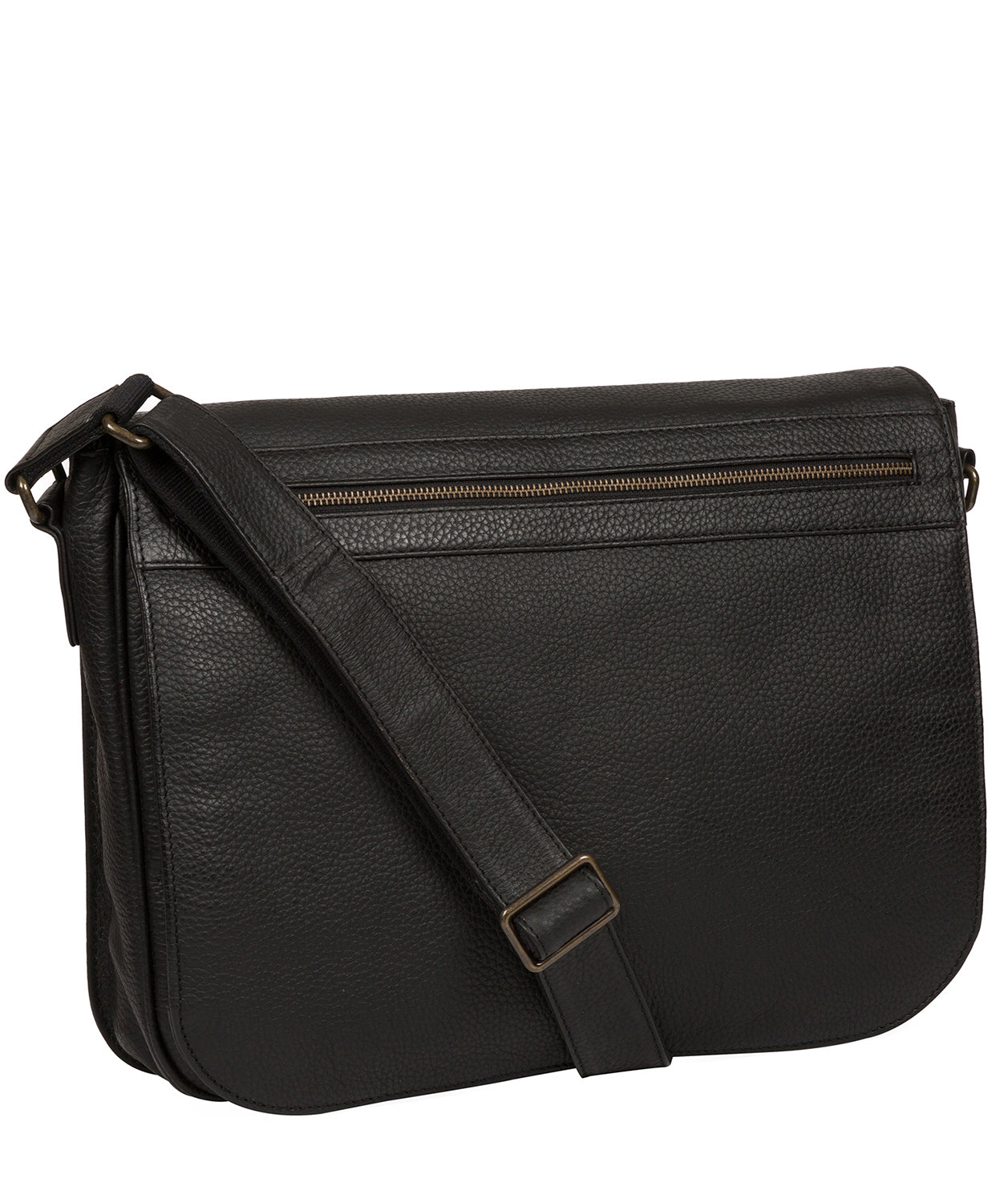 'Lawrence' Black Leather Messenger Bag