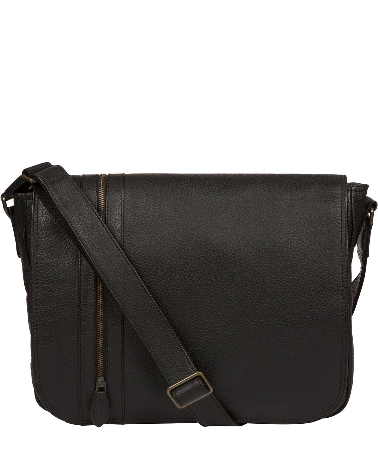 'Byron' Black Leather Messenger Bag image 1