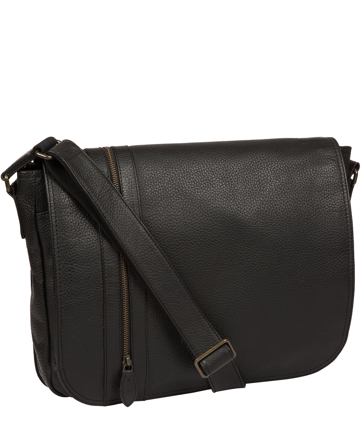 'Byron' Black Leather Messenger Bag image 5