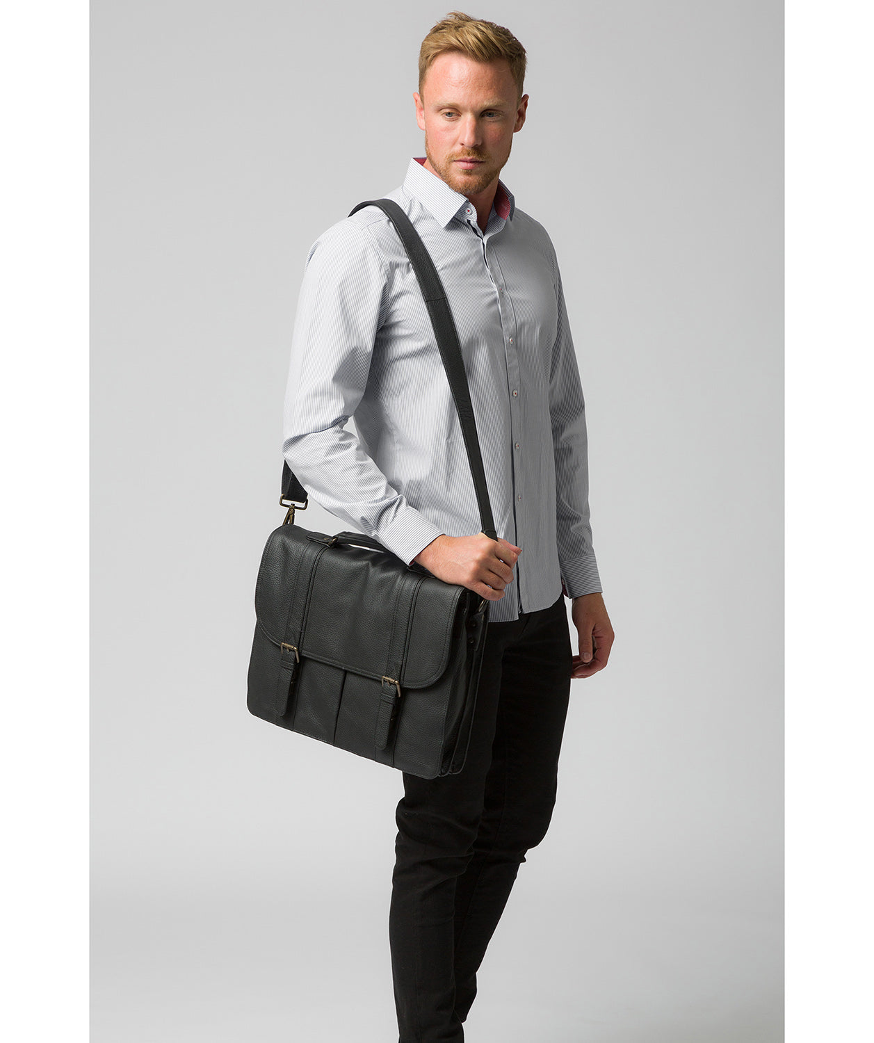 'Caxton' Black Leather Briefcase image 2