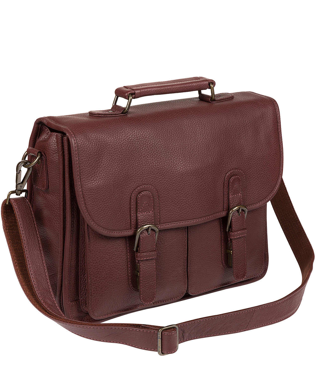 'Scott 'Oxblood' Natural Leather Messenger Bag Pure Luxuries London