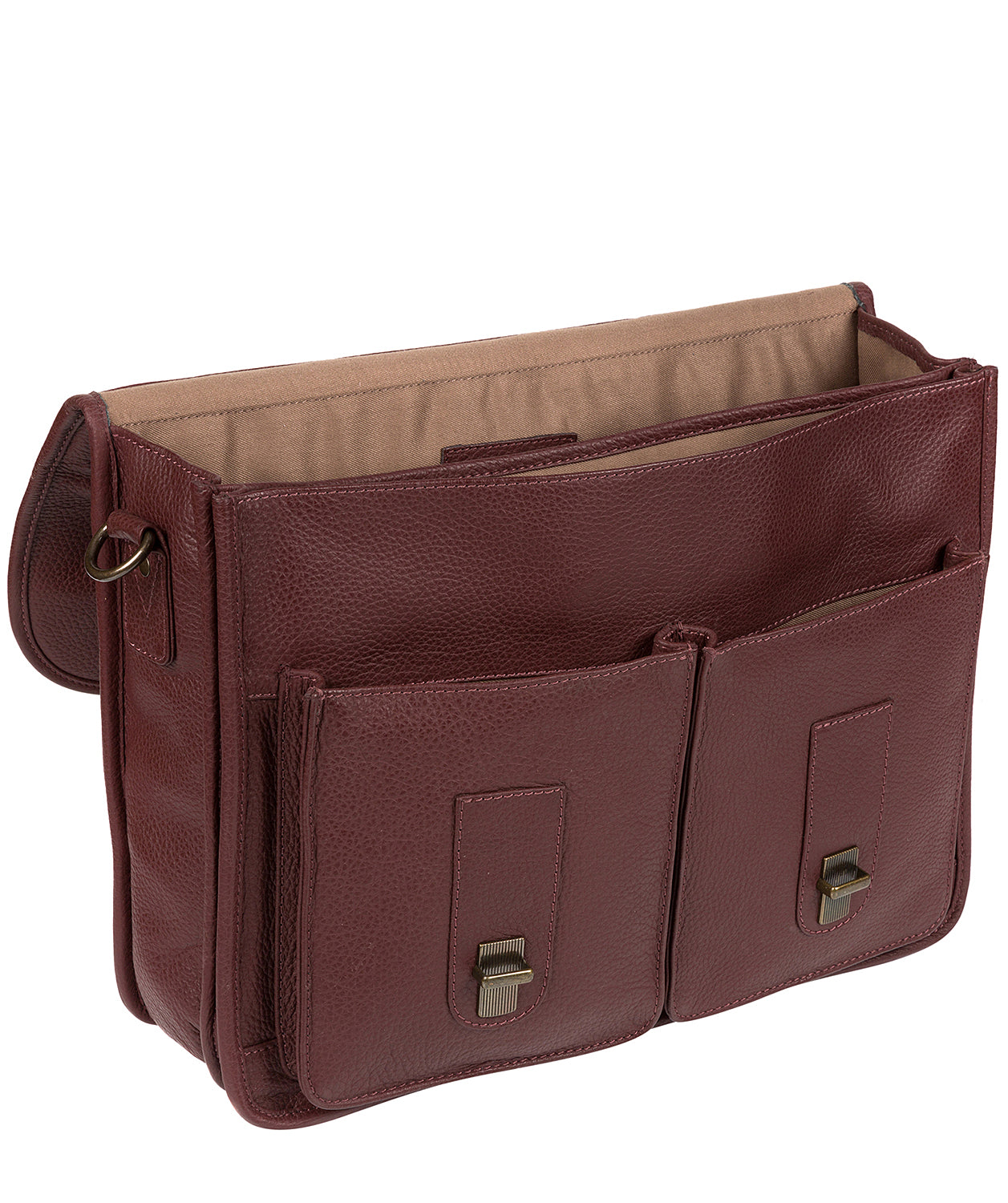 'Scott 'Oxblood' Natural Leather Messenger Bag Pure Luxuries London