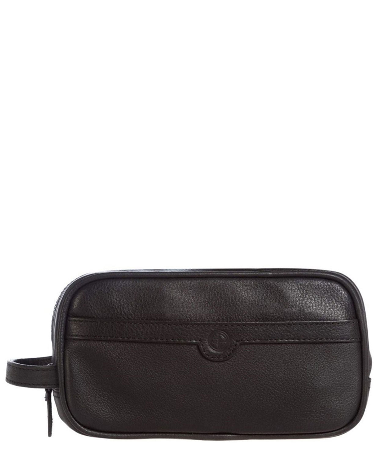 'Moore' Black Leather Washbag