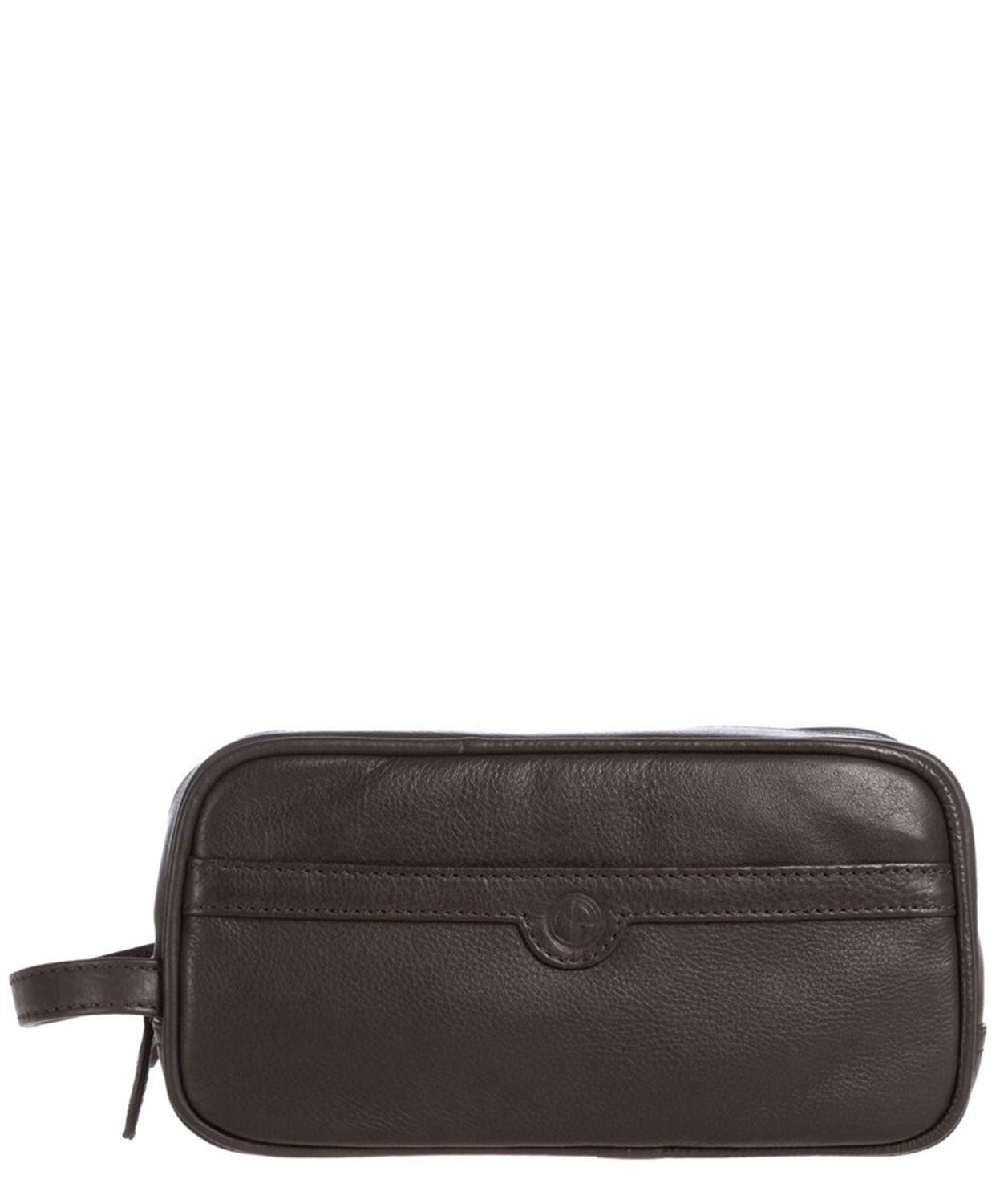 'Moore' Brown Leather Washbag