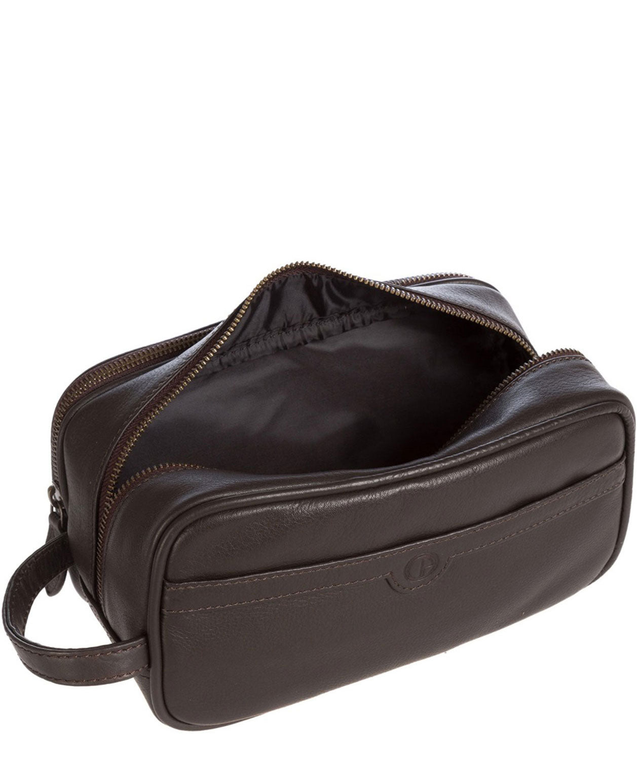 'Moore' Brown Leather Washbag