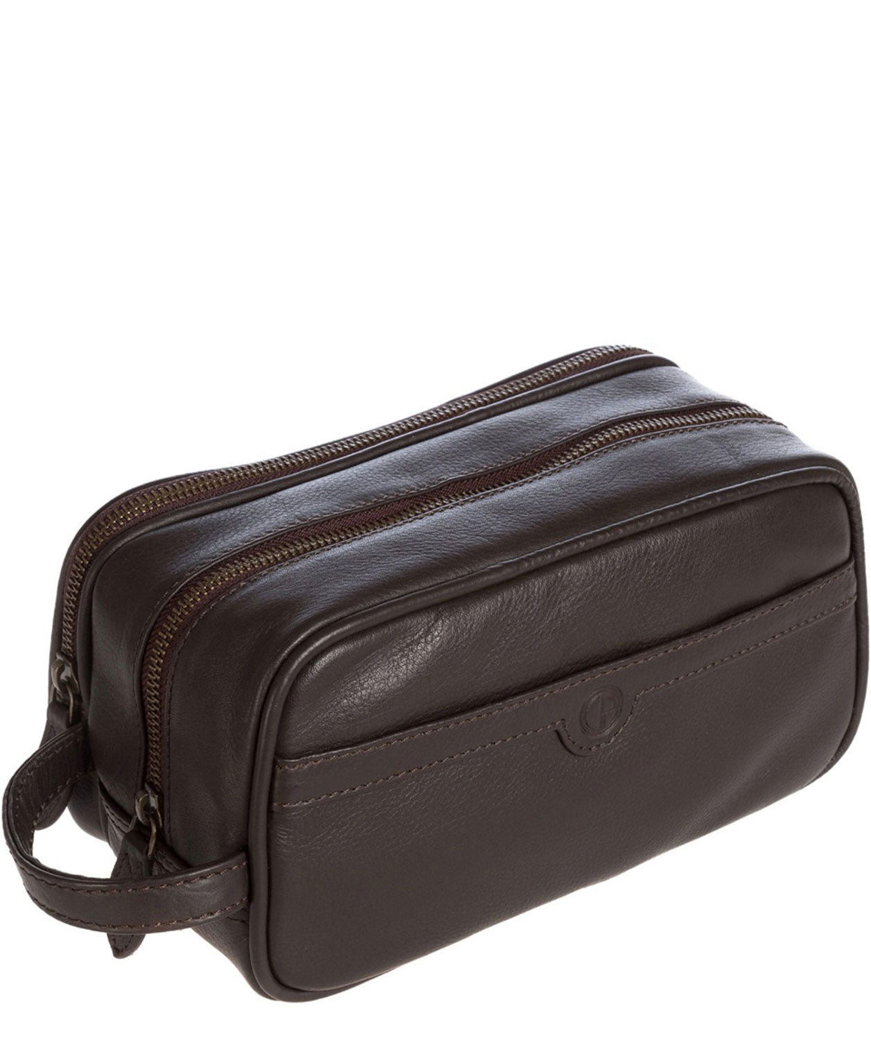 'Moore' Brown Leather Washbag