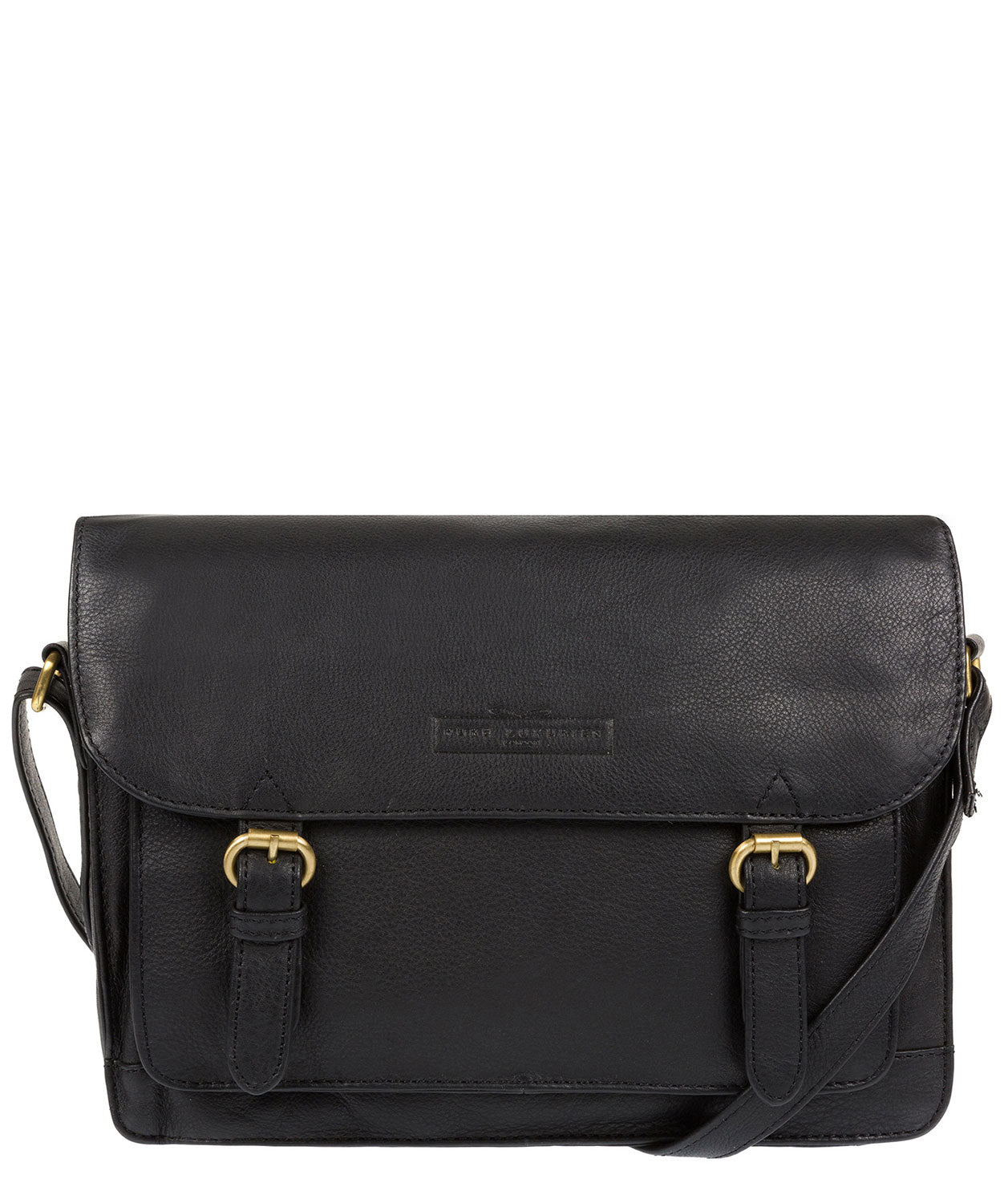 'Alba' Black Pebbled Cowhide Leather Small Satchel