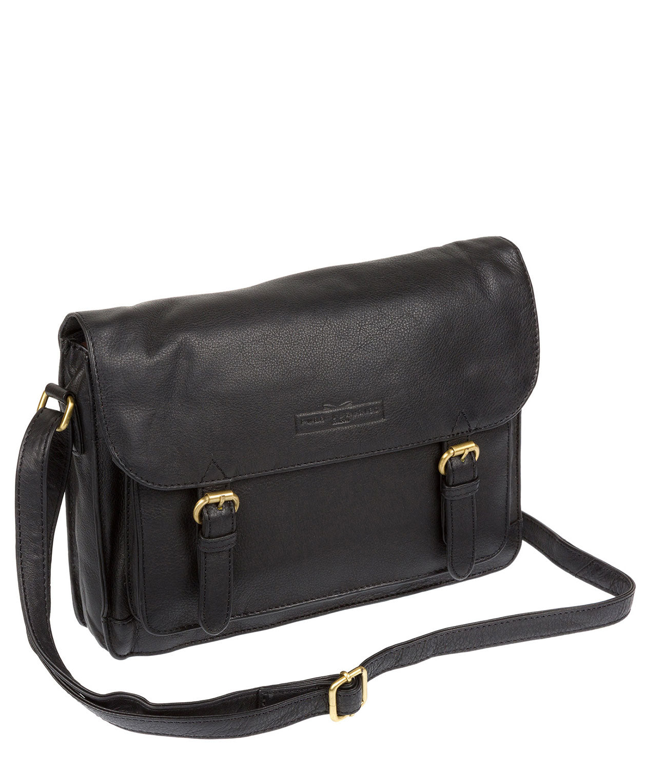 'Alba' Black Pebbled Cowhide Leather Small Satchel