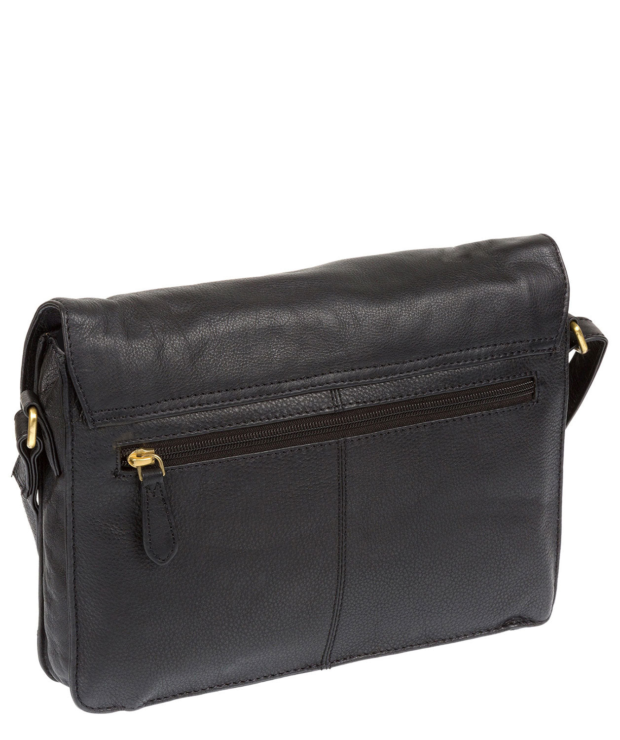 'Alba' Black Pebbled Cowhide Leather Small Satchel