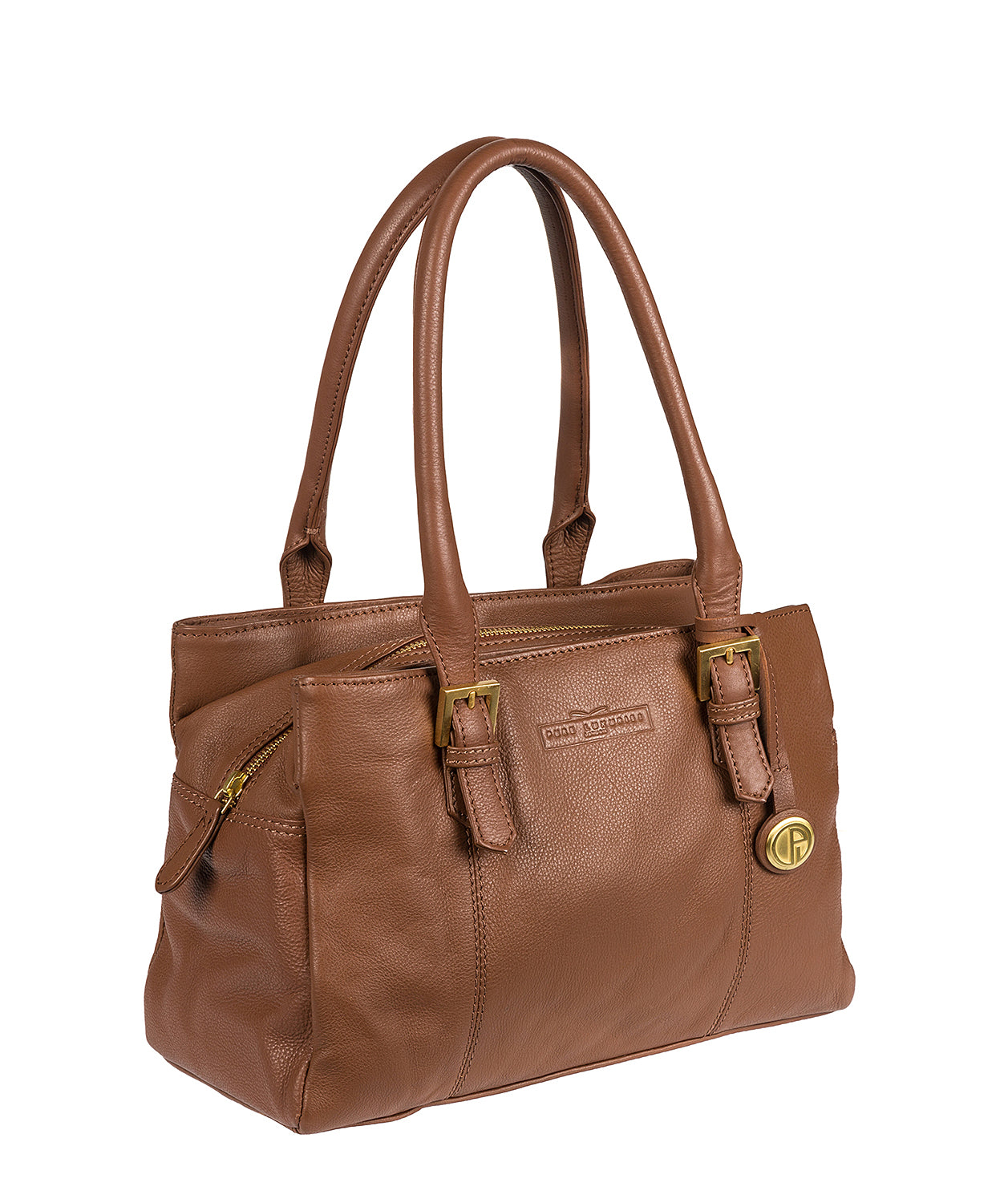 'Ayr' Tan Pebbled Cowhide Leather Handbag