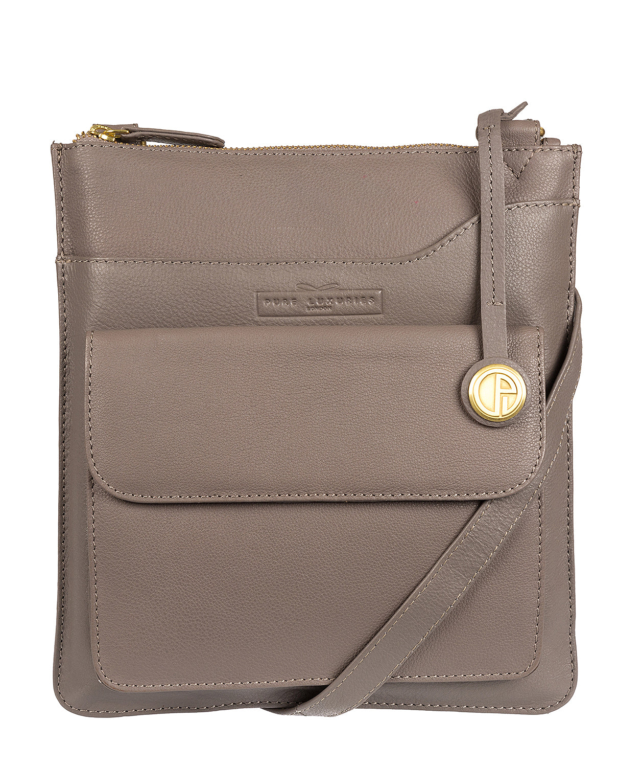 'Oban' Grey Pebbled Leather Cross-Body Bag