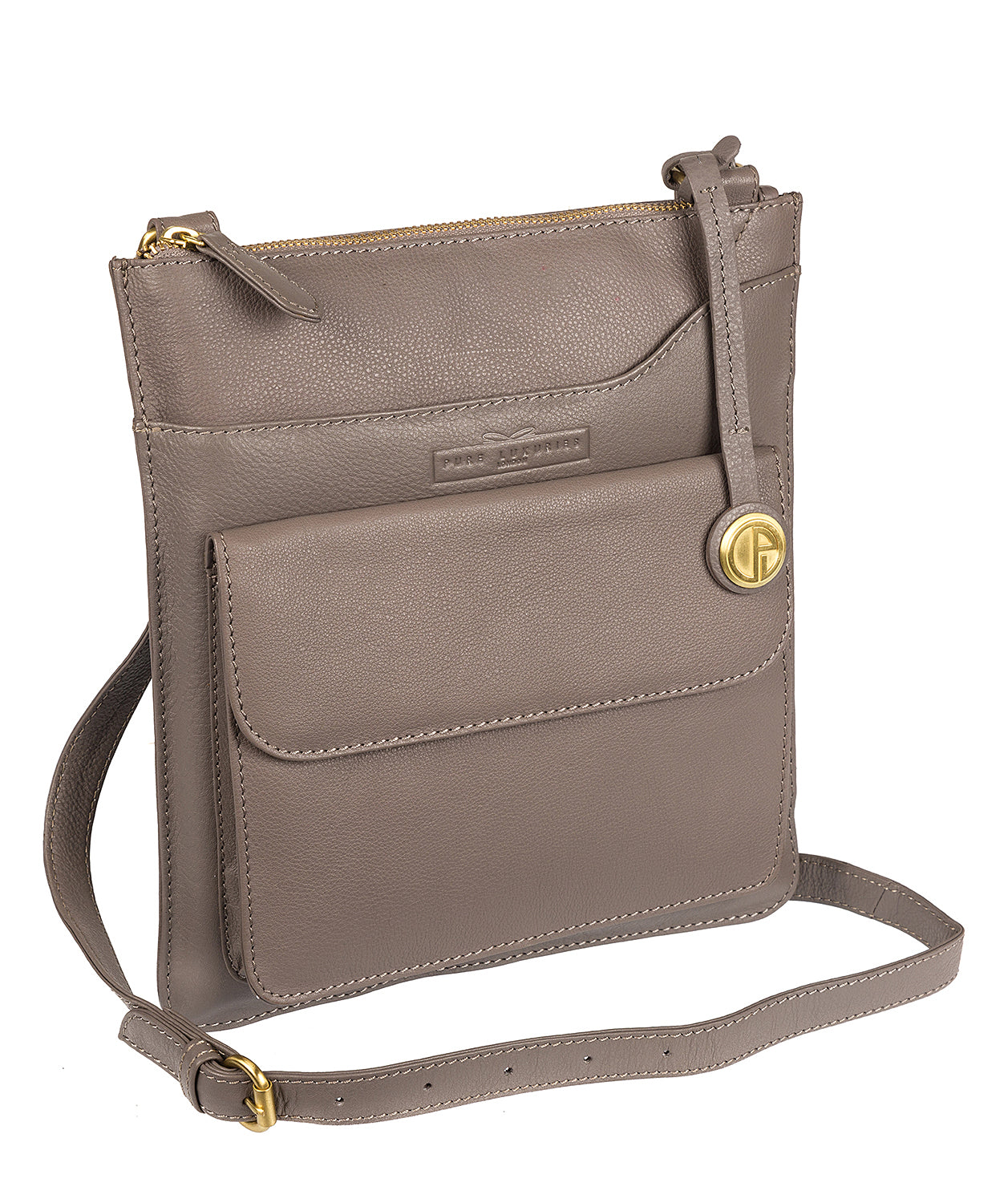 'Oban' Grey Pebbled Leather Cross-Body Bag