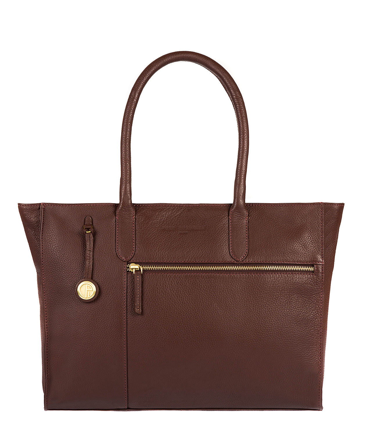 'Bexley' Auburn & Gold-Coloured Detail Leather Tote Bag