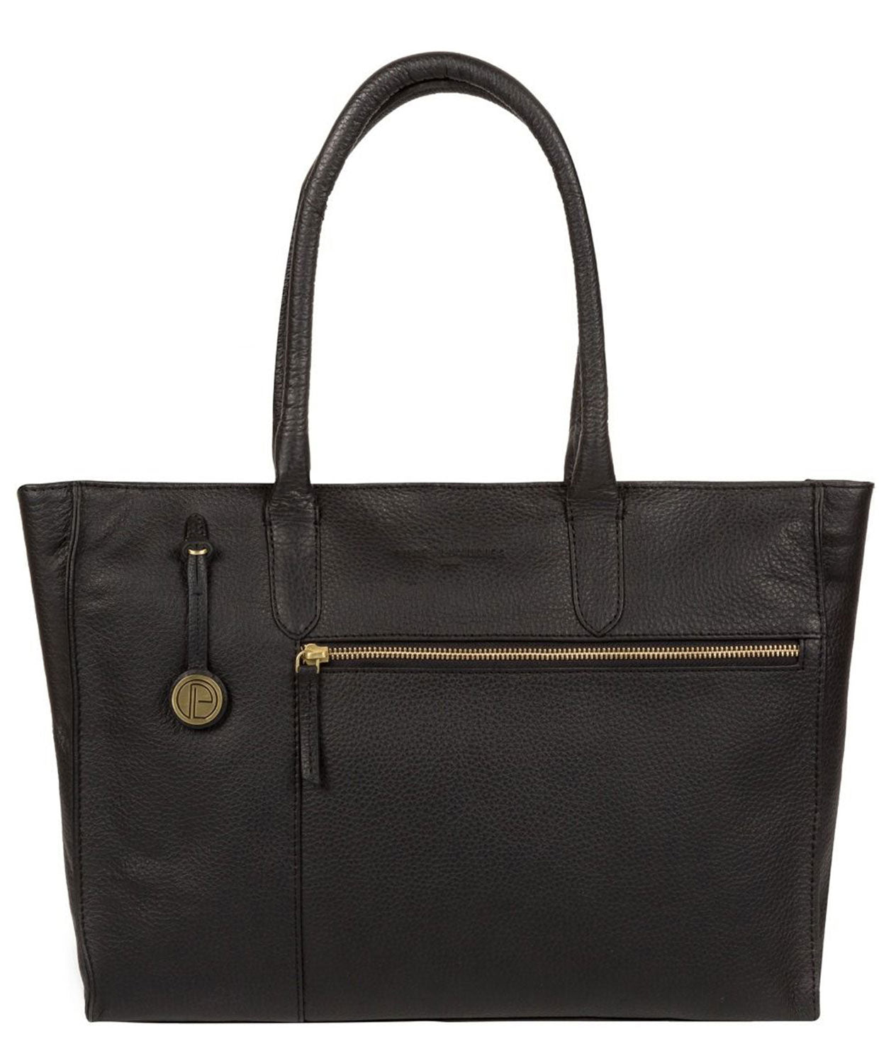 'Bexley' Black Leather & Gold-Coloured Detail Leather Tote Bag